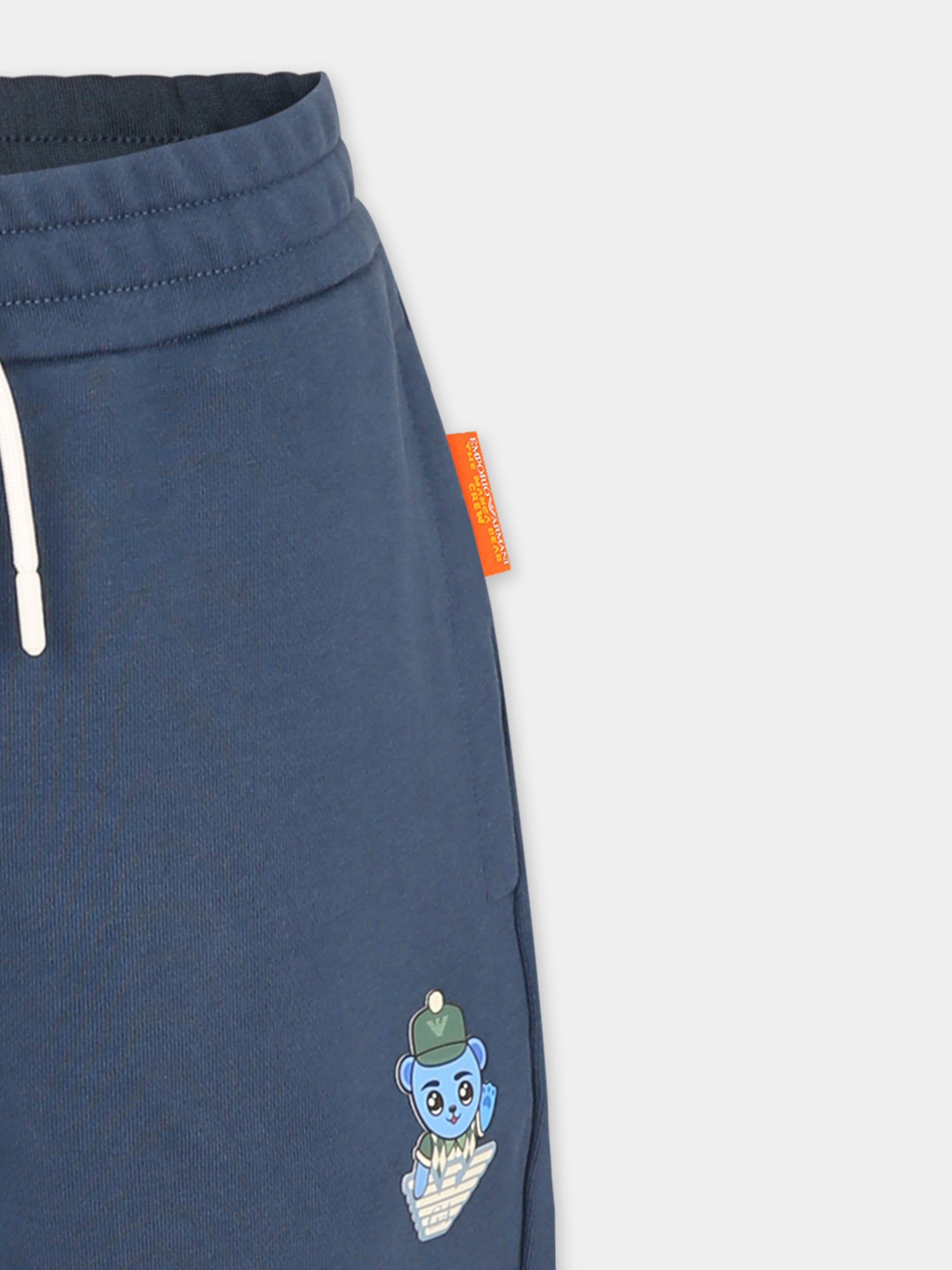 Shorts blu per bambino con Manga Bear,Emporio Armani,EB000272 AF13552 UB150