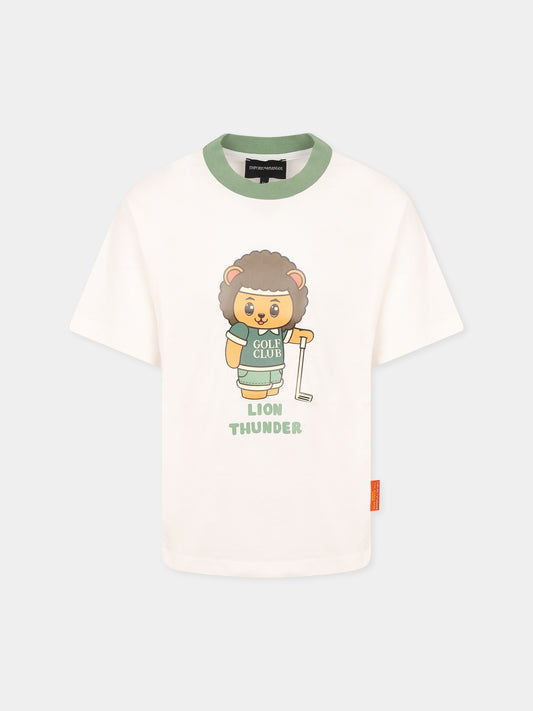 T-shirt bianca per bambino con Manga Bear,Emporio Armani,EB000395 AF14768 U0003