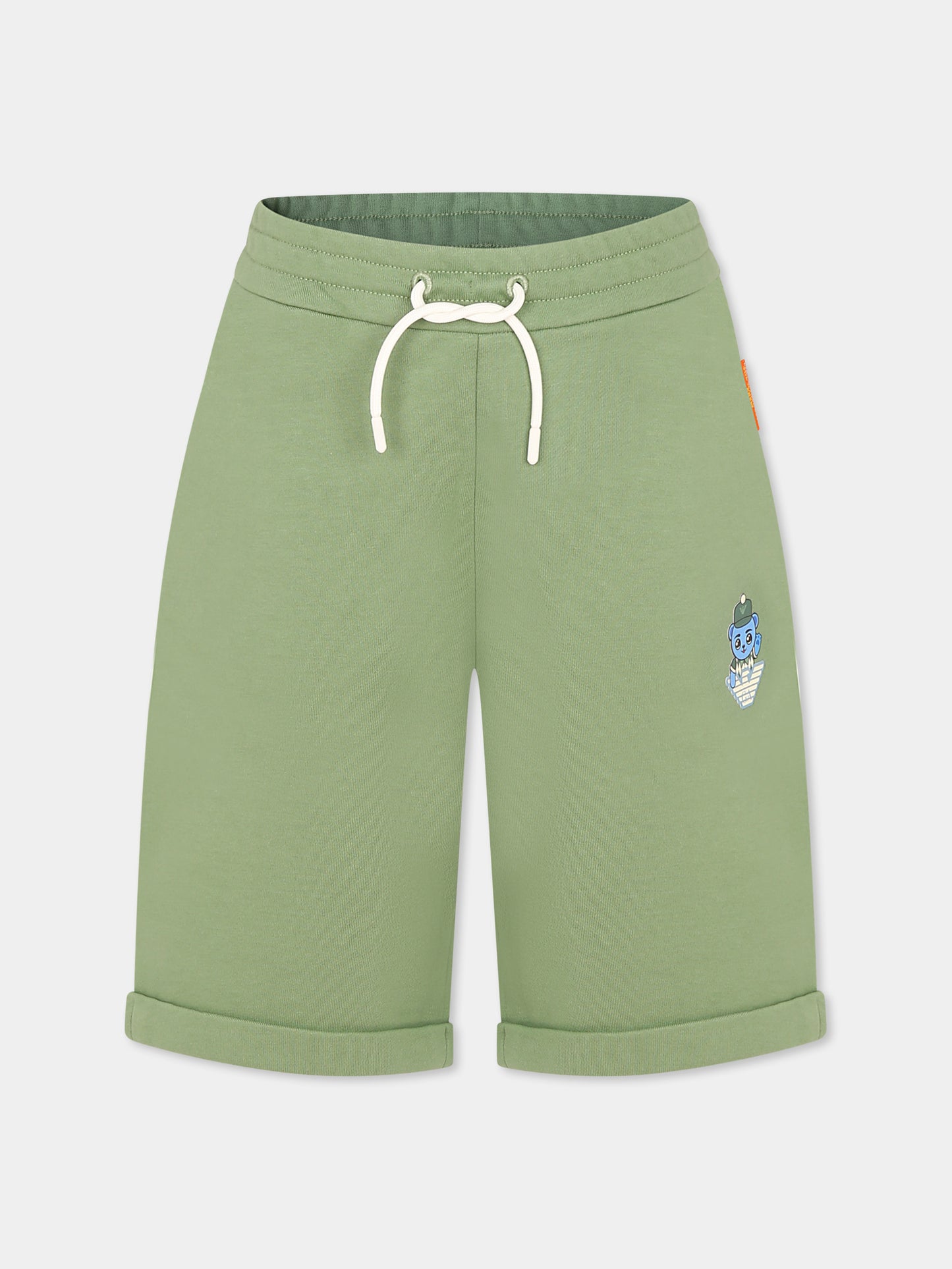 Shorts verdi per bambino con Manga Bear,Emporio Armani,EB000272 AF13552 U7201