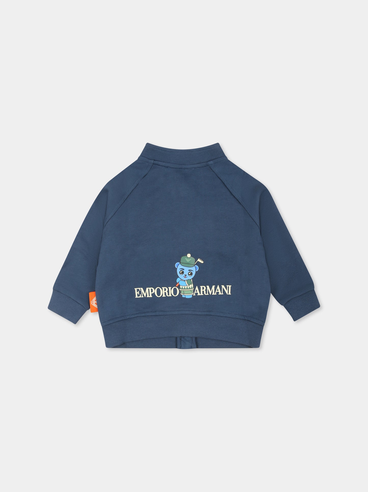 Felpa blu per neonato con Manga Bear,Emporio Armani,EB000276 AF13552 UB150