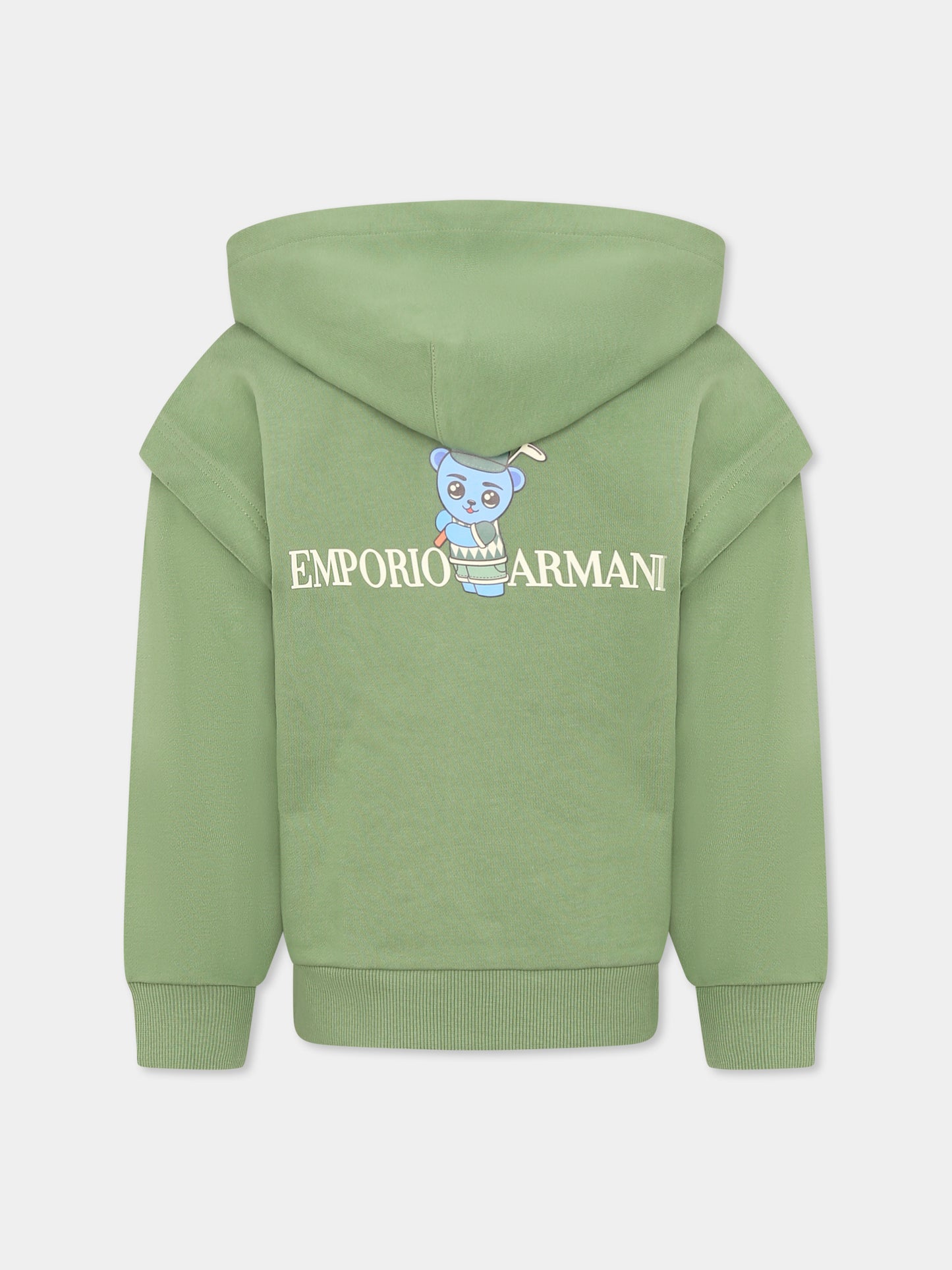 Felpa verde per bambino con Manga Bear,Emporio Armani,EB000271 AF13552 U7201