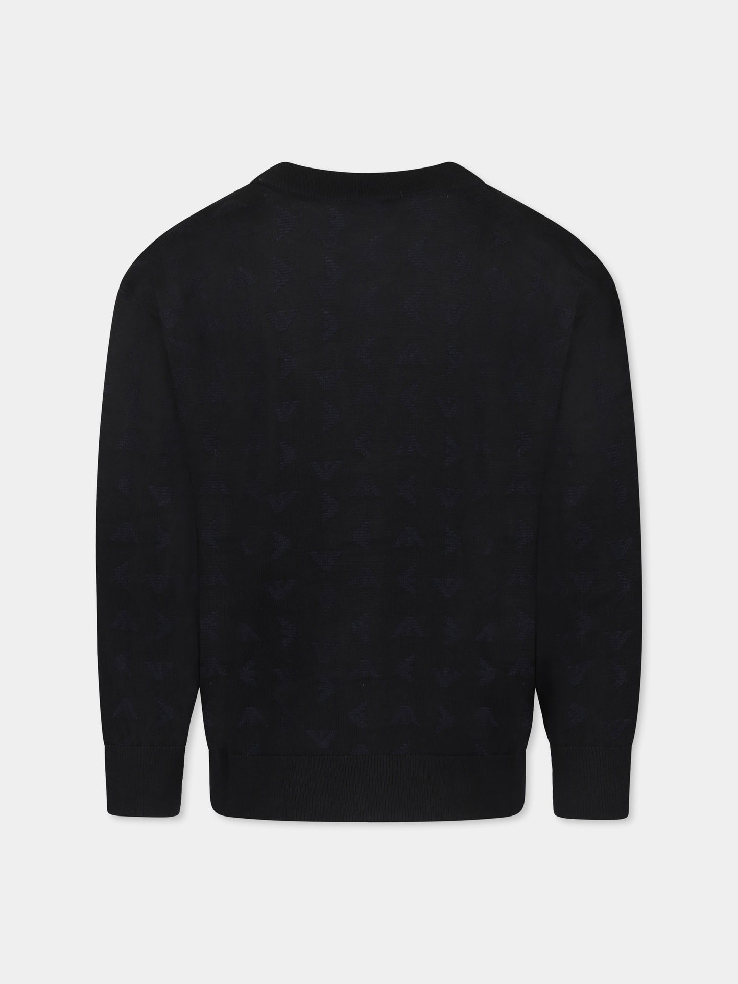 Cardigan blu per bambino con aquilotto all over,Emporio Armani,EB000286 AF13935 UB118