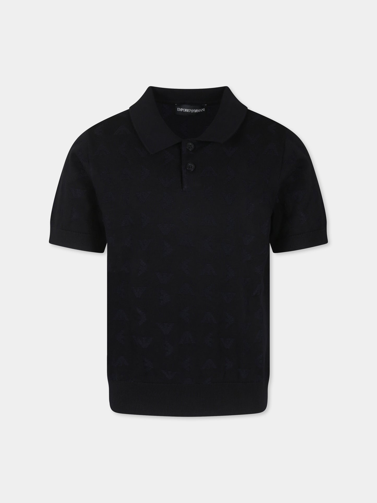 Polo blu per bambino con aquilotto all over,Emporio Armani,EB000287 AF13935 UB118