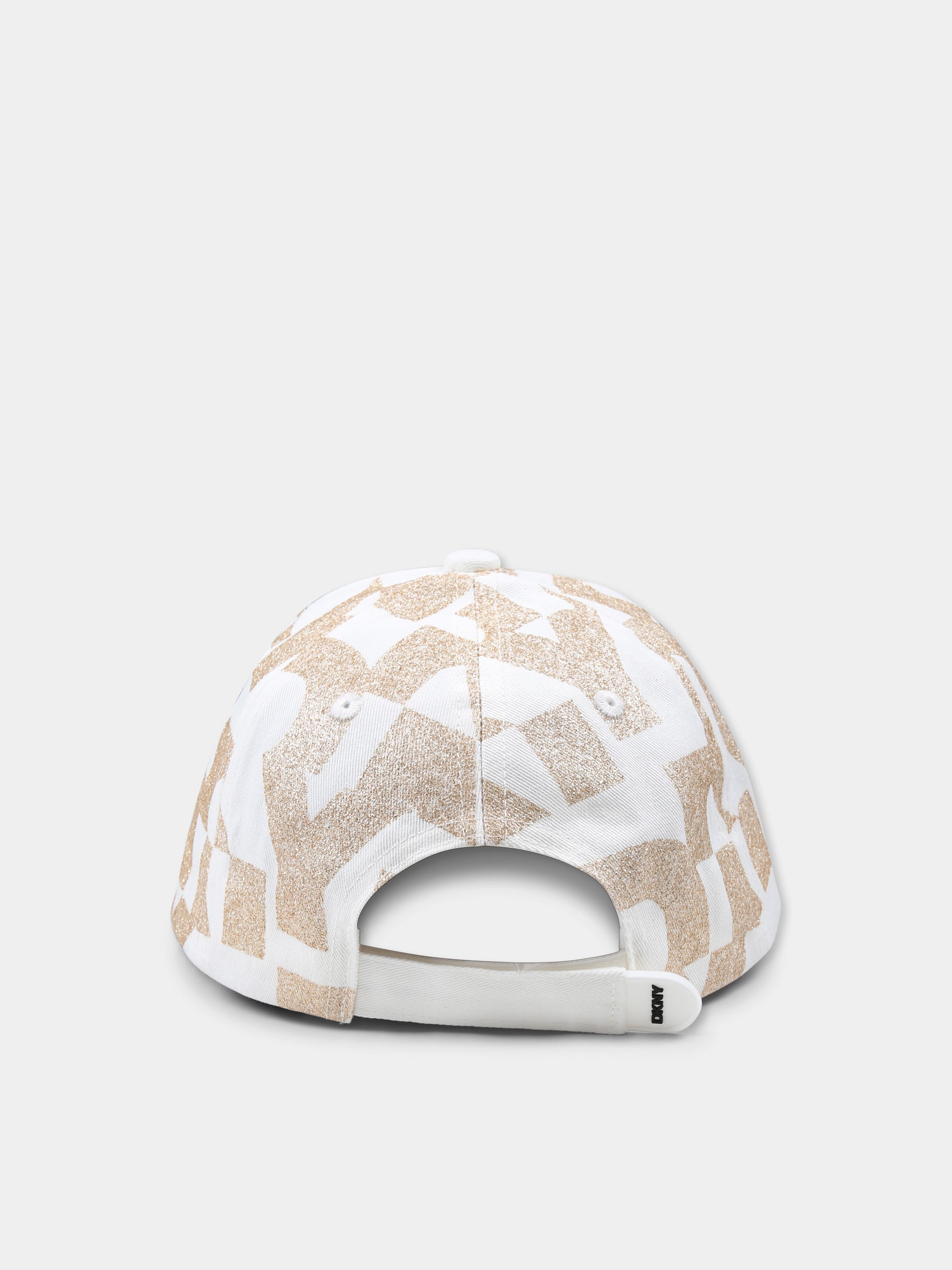 Cappello bianco per bambina con logo,Dkny,D62096 560