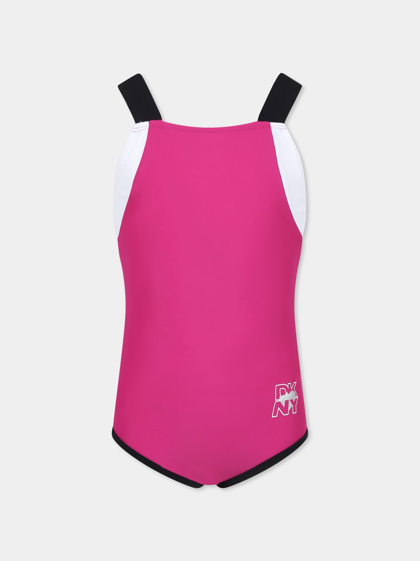 Fuchsia swimsuit for girl with logo