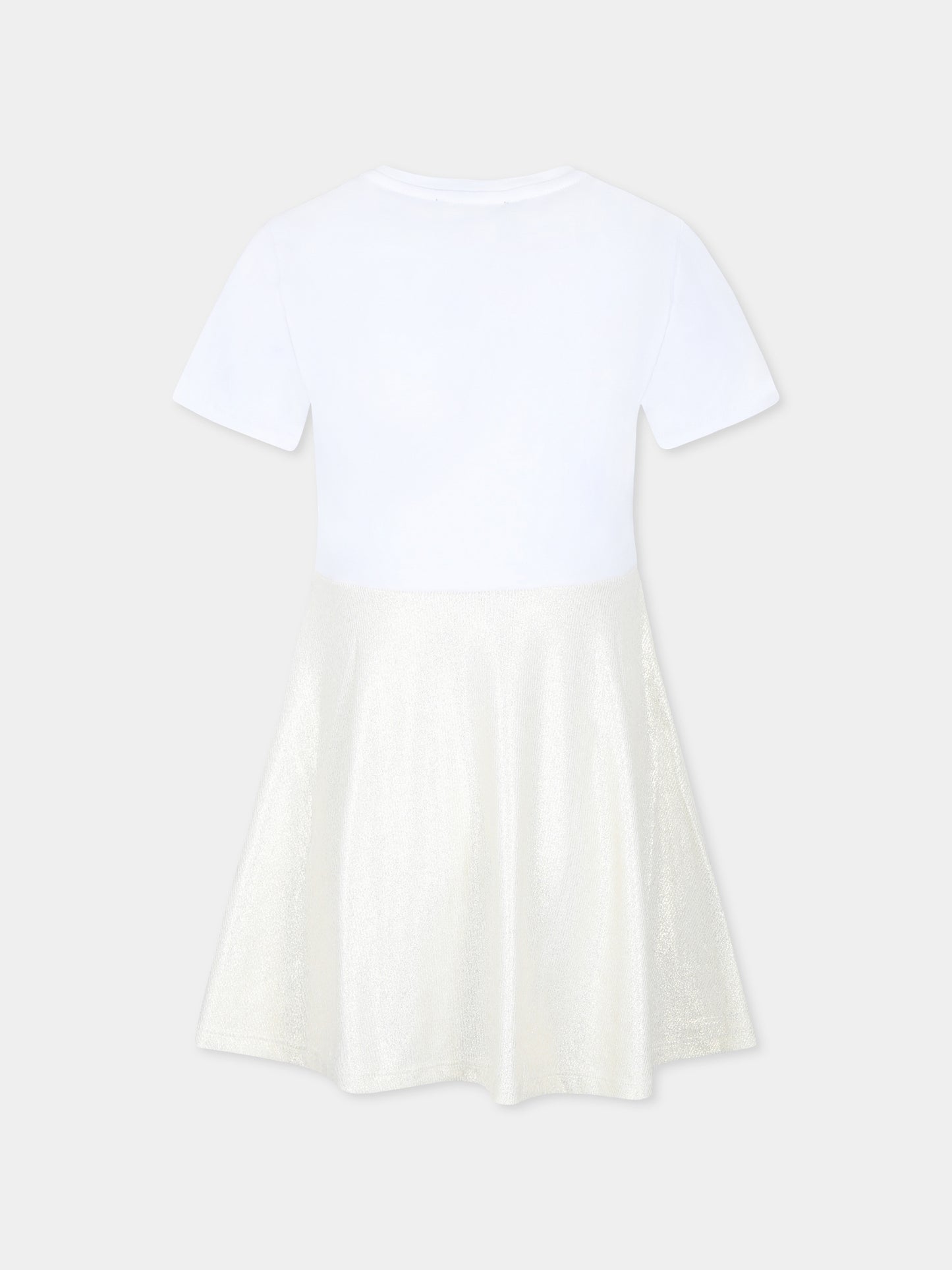 Vestito bianco per bambina con logo,Dkny,D62244 560