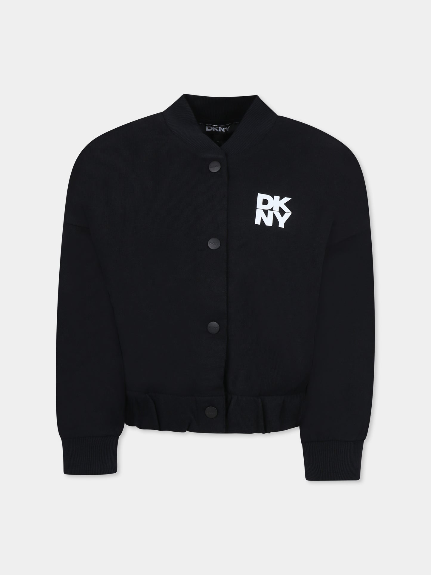 Bomber nero per bambina con logo,Dkny,D62284 09B
