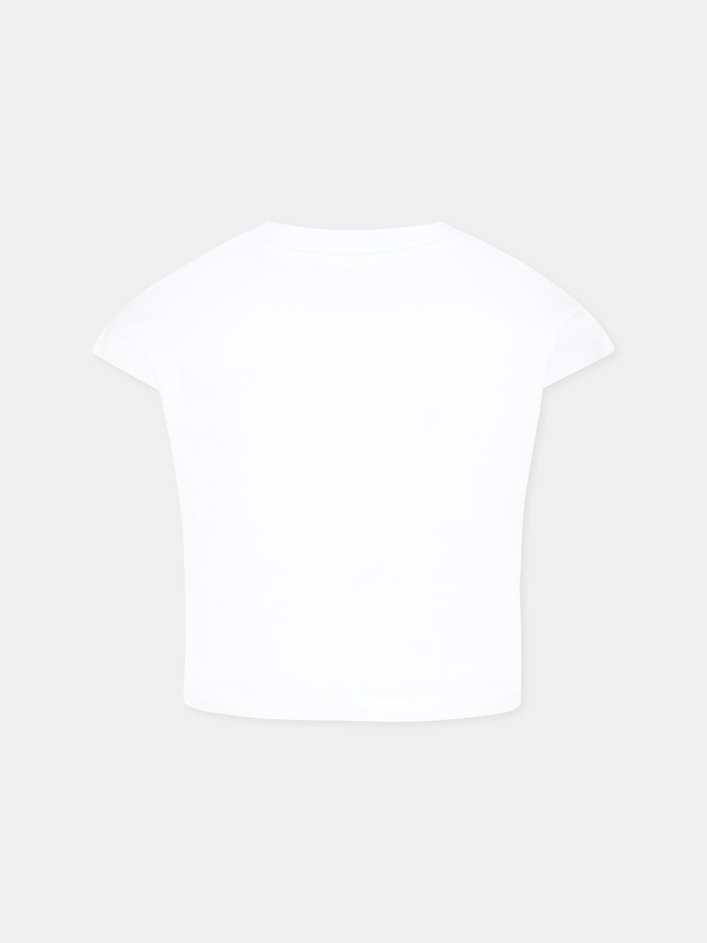T-shirt crop bianca per bambina con logo,Dkny,D62309 10P