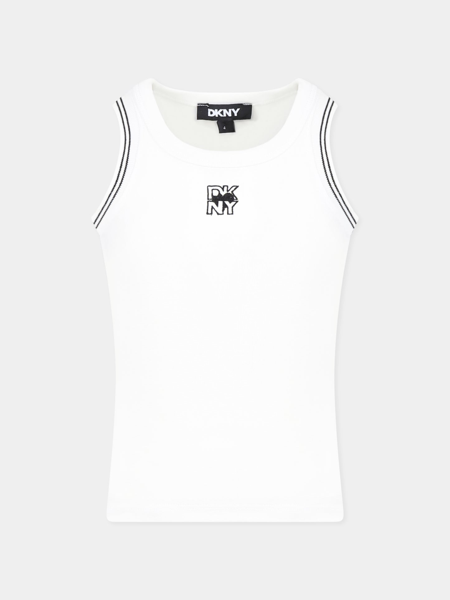 Canotta bianca per bambina con logo,Dkny,D62263 10P