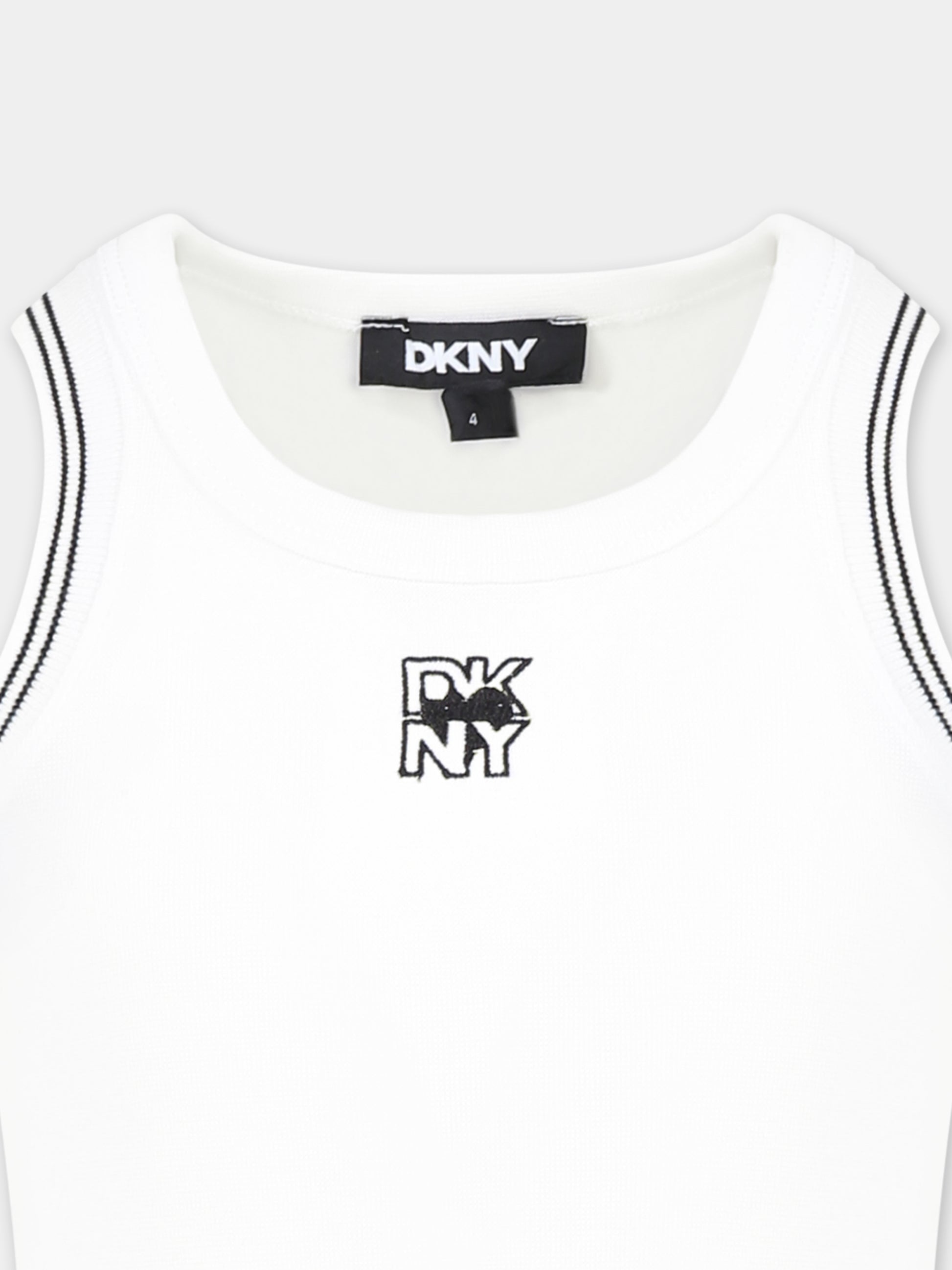Canotta bianca per bambina con logo,Dkny,D62263 10P