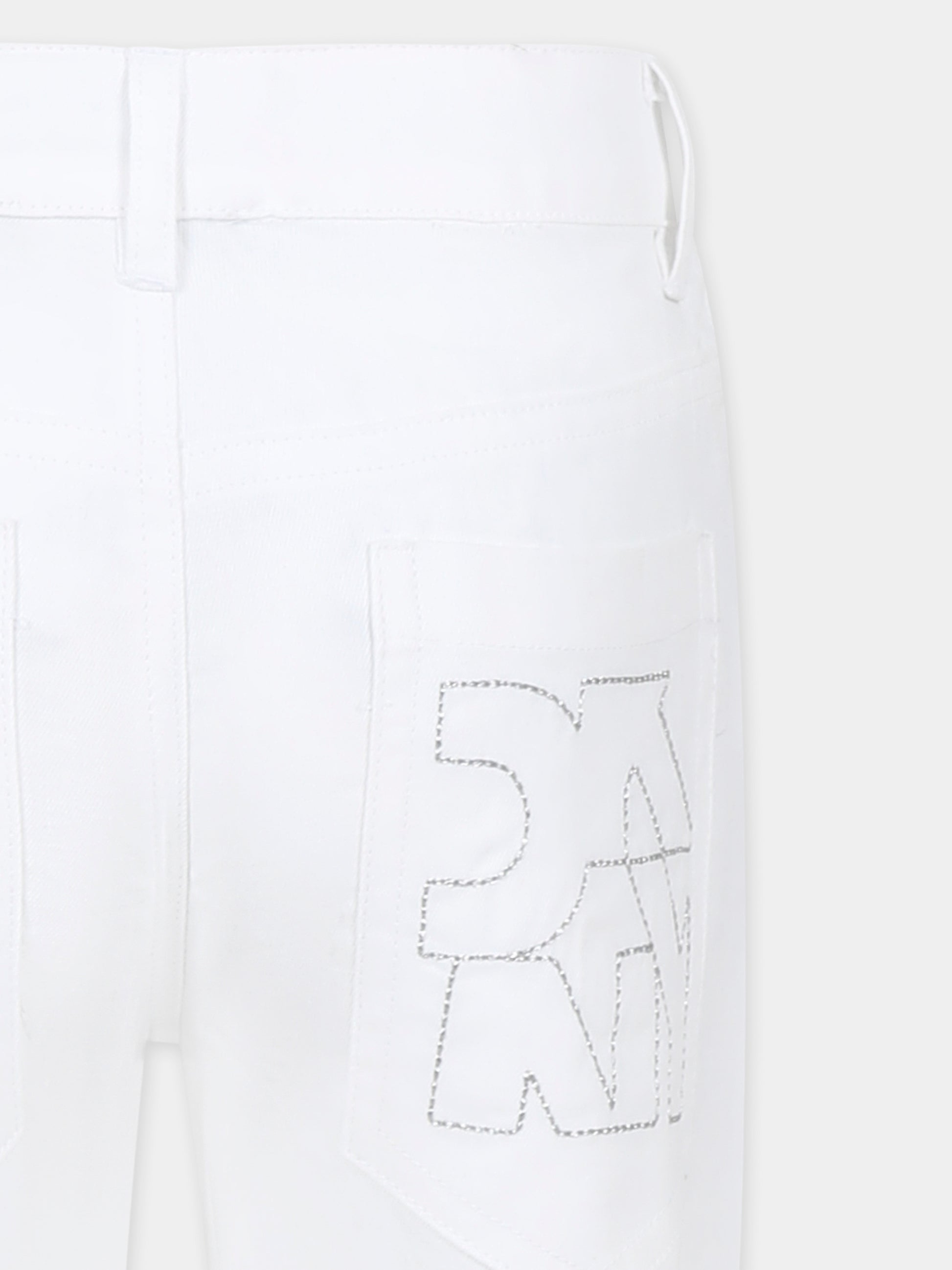 Pantaloni bianchi per bambina con logo,Dkny,D62336 10P