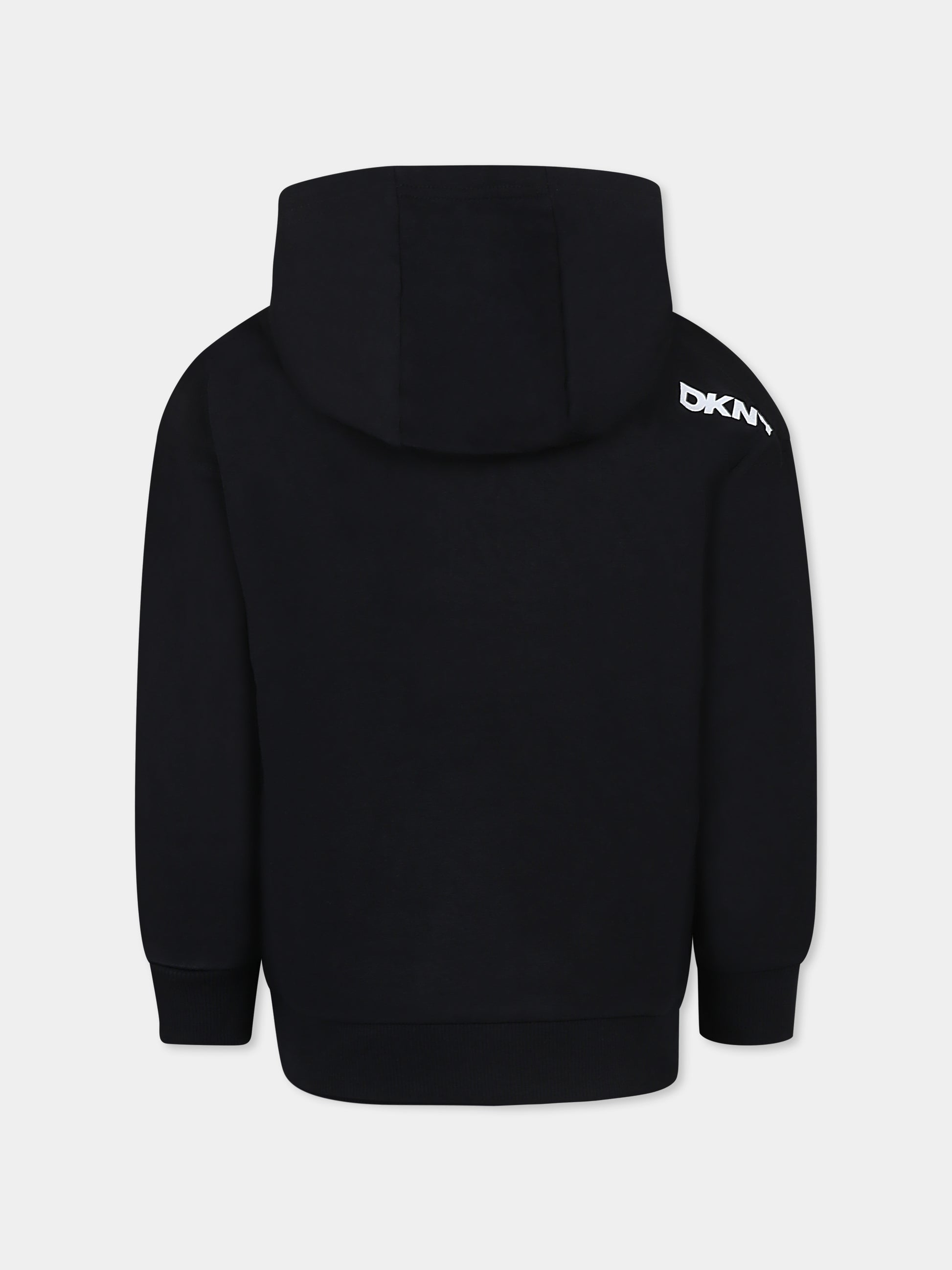Felpa nera per bambina con logo,Dkny,D62248 09B