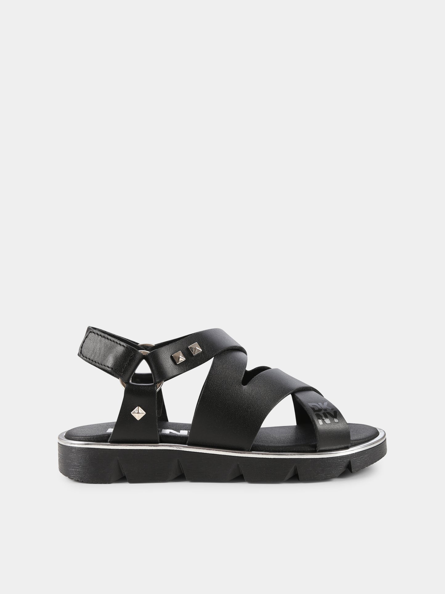 Sandali neri per bambina con borchie,Dkny,D62090 09B