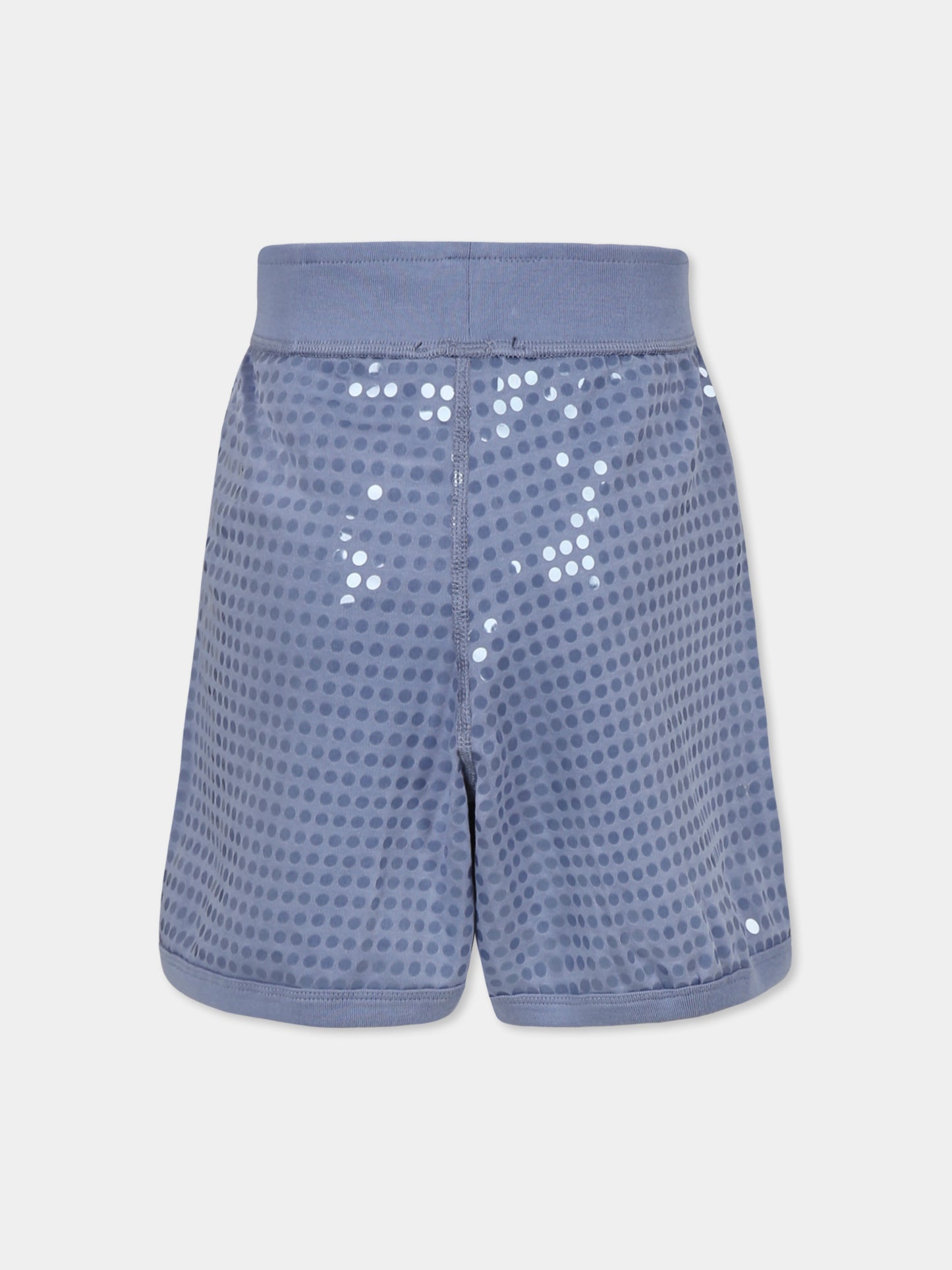 Shorts celesti per bambina con paillettes e logo,Dkny,D62271 896