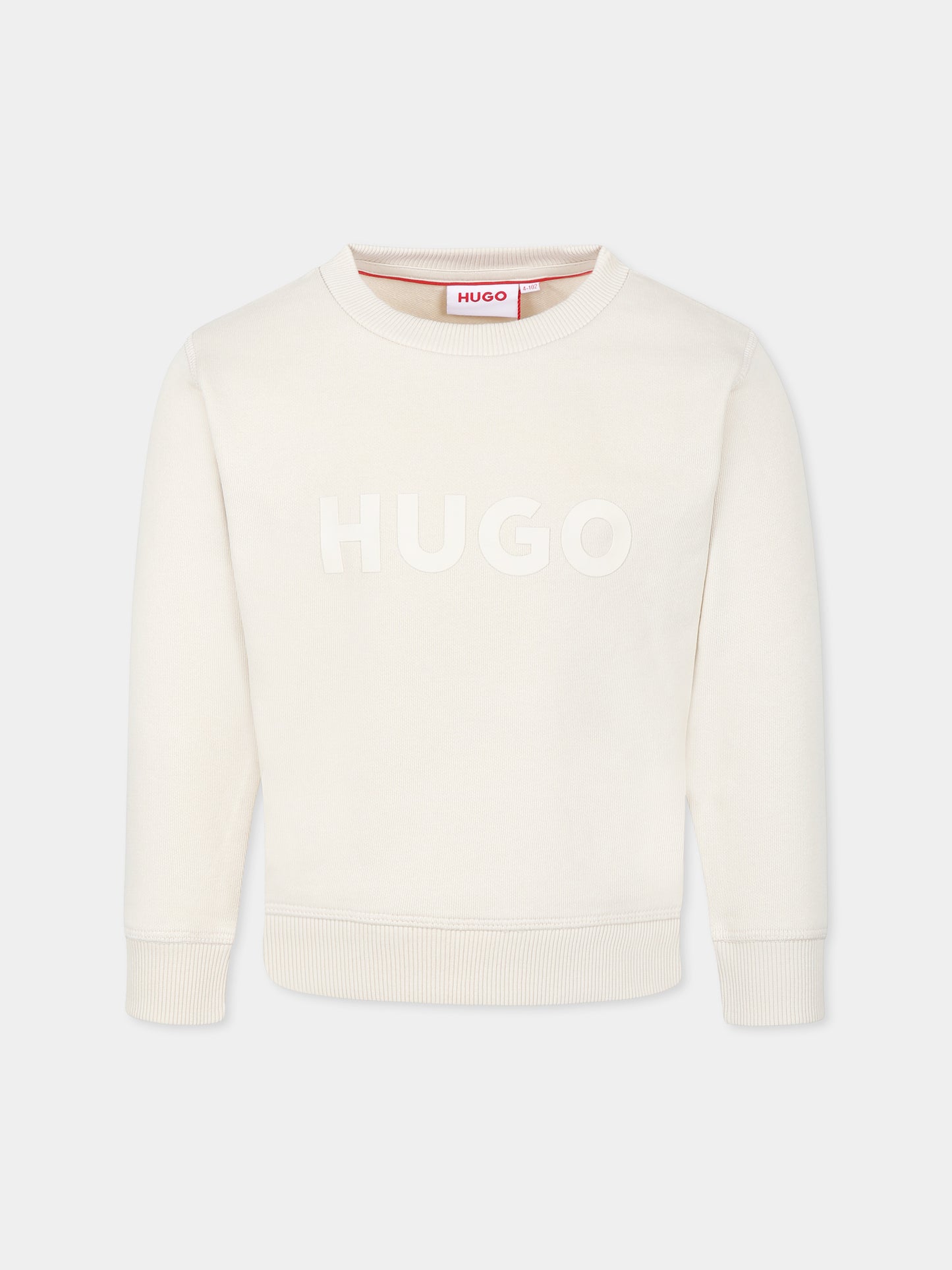 Beige sweatshirt for girl with logo