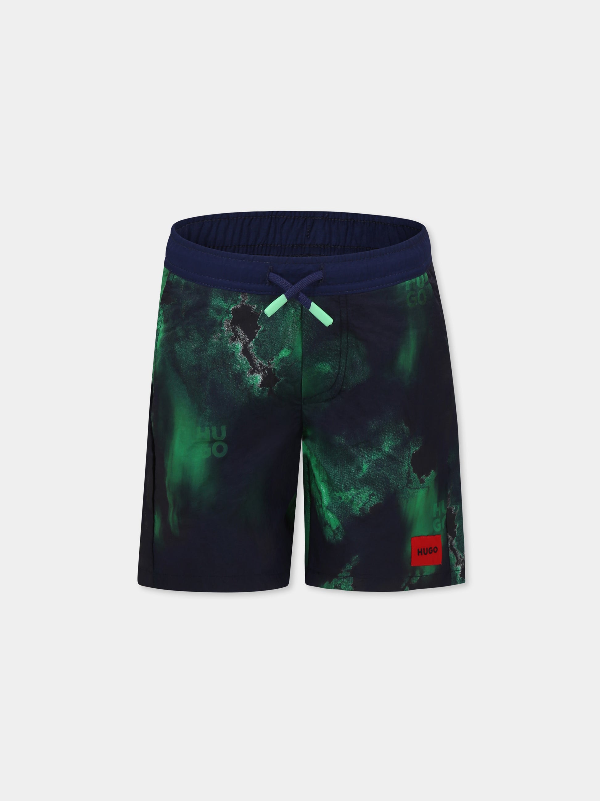 Boxer mare blu per bambino con logo,Hugo,G00330 V96