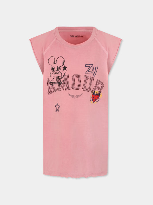 Canotta rosa per bambina con scritta  Amour ,Zadig & Voltaire Kids,X60315 44N