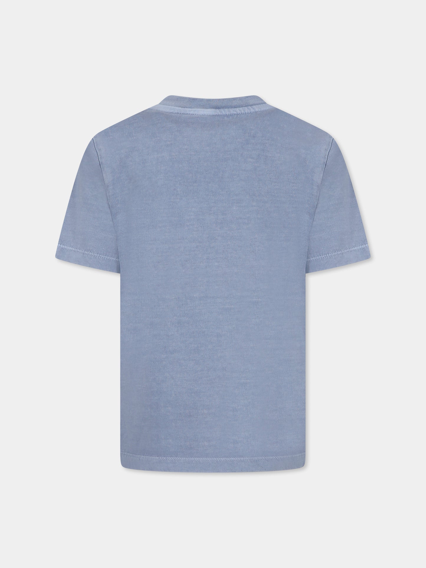 T-shirt celeste per bambino con logo,Zadig & Voltaire Kids,X60372 896
