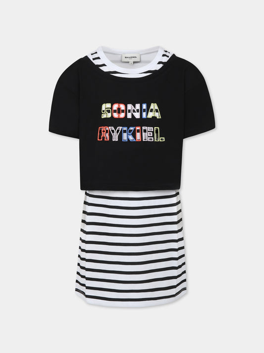Vestito multicolor per bambina con logo,Sonia Rykiel Paris,A00272 09B