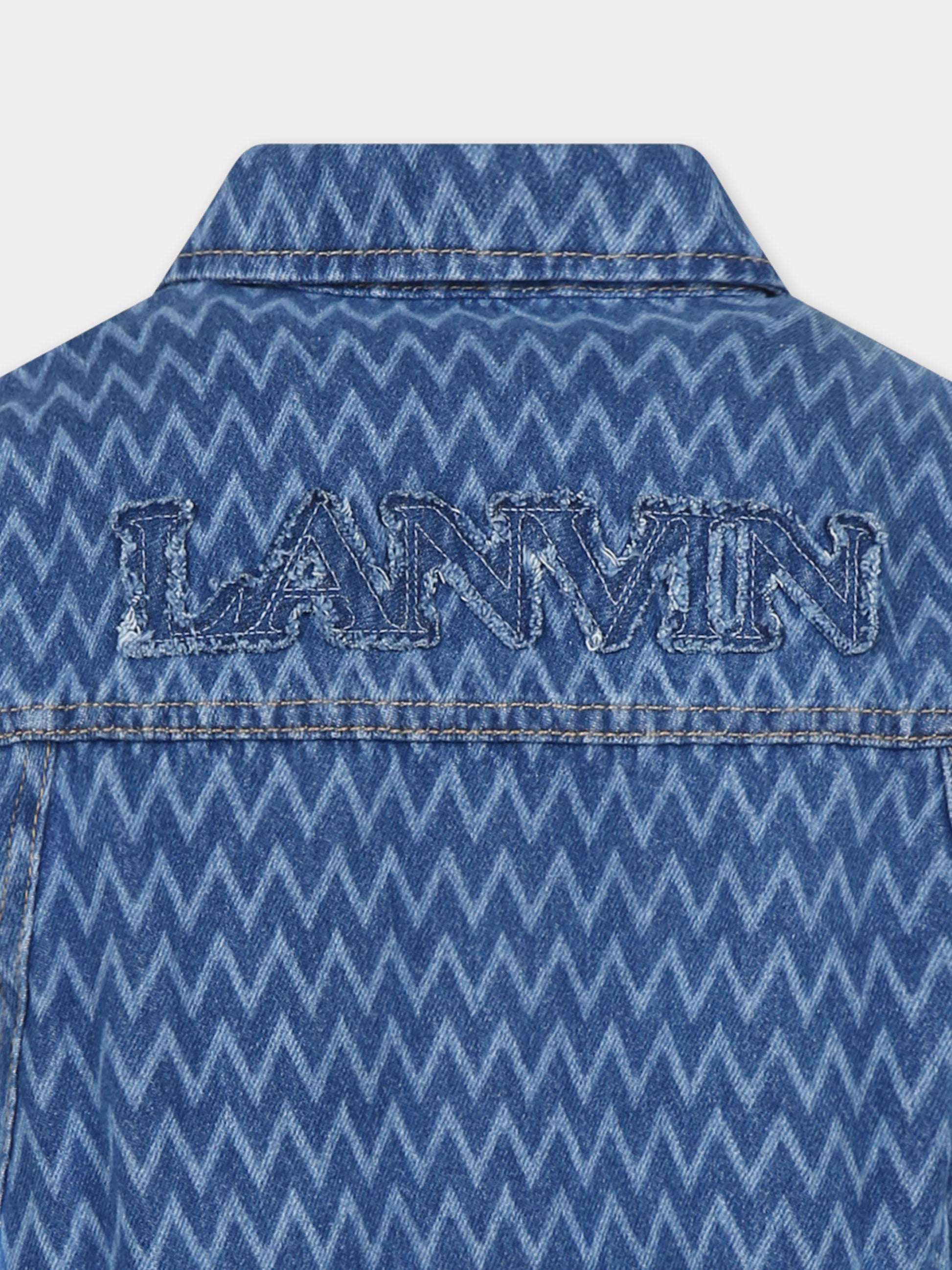 Camicia denim per bambino con logo e motivo Curb,Lanvin Petite,N30227 Z03