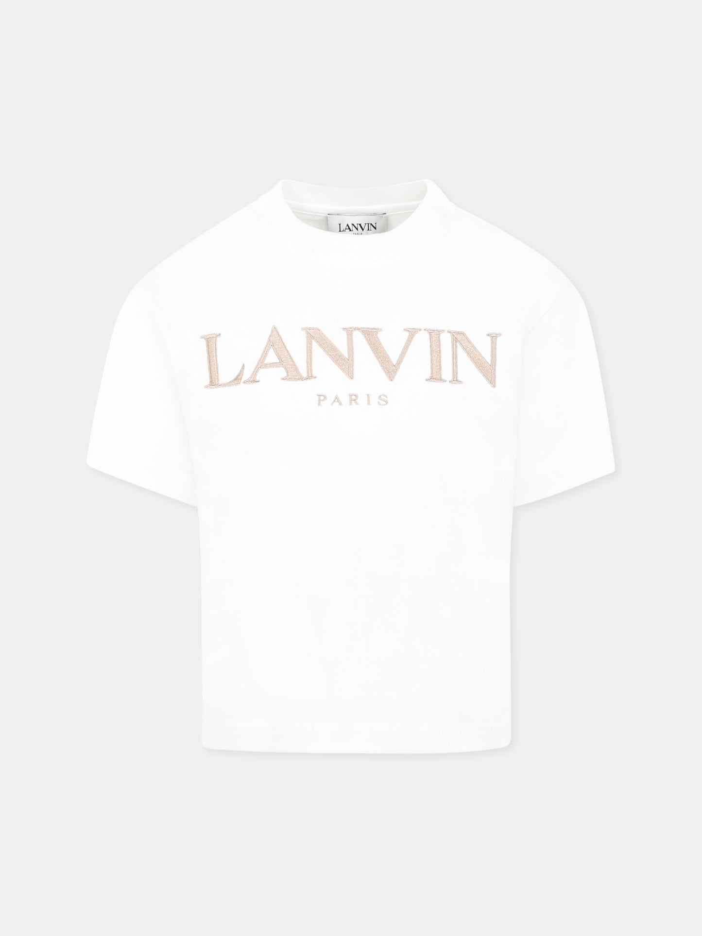 White t-shirt for boy with logo