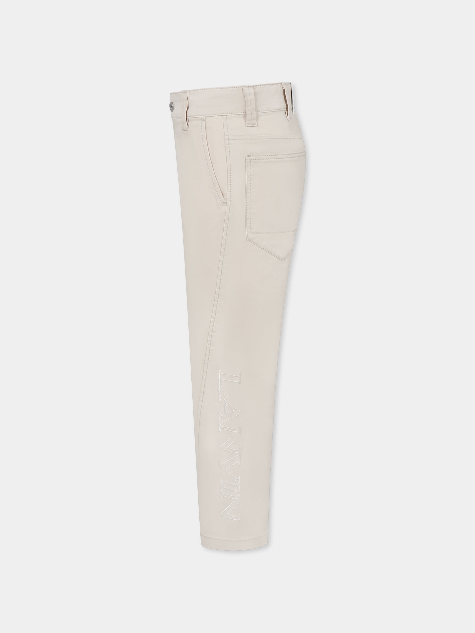 Pantaloni avorio per bambino con logo,Lanvin Petite,N30238 184