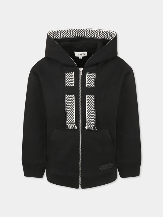 Felpa nera per bambino con logo,Lanvin Petite,N30228 09B