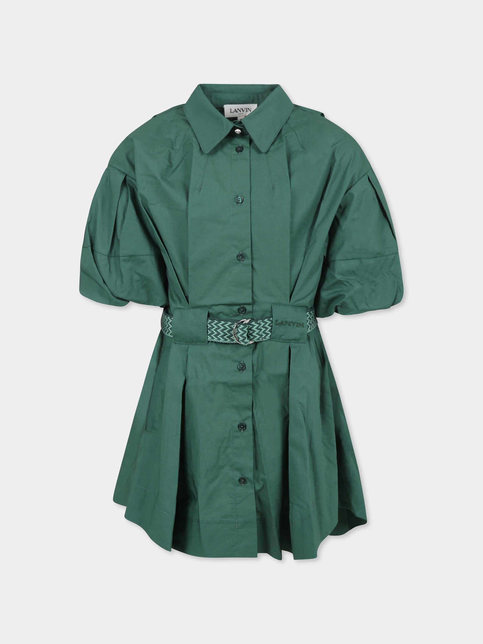 Vestito verde per bambina con logo,Lanvin Petite,N30204 722
