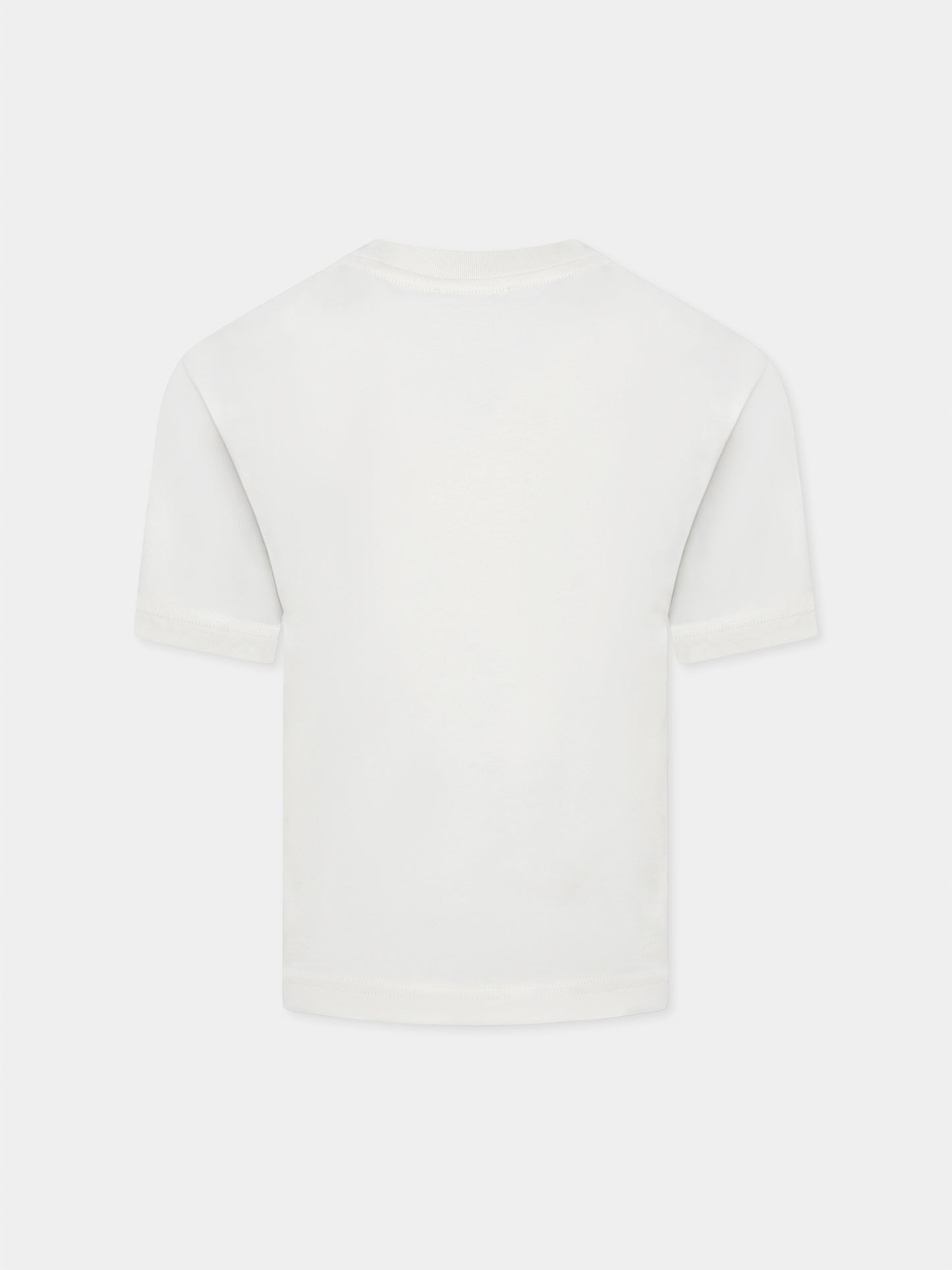 Ivory t-shirt for boy with sneakers print