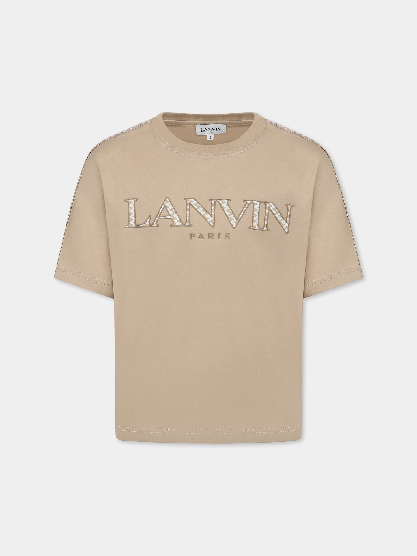 Beige t-shirt for boy with logo