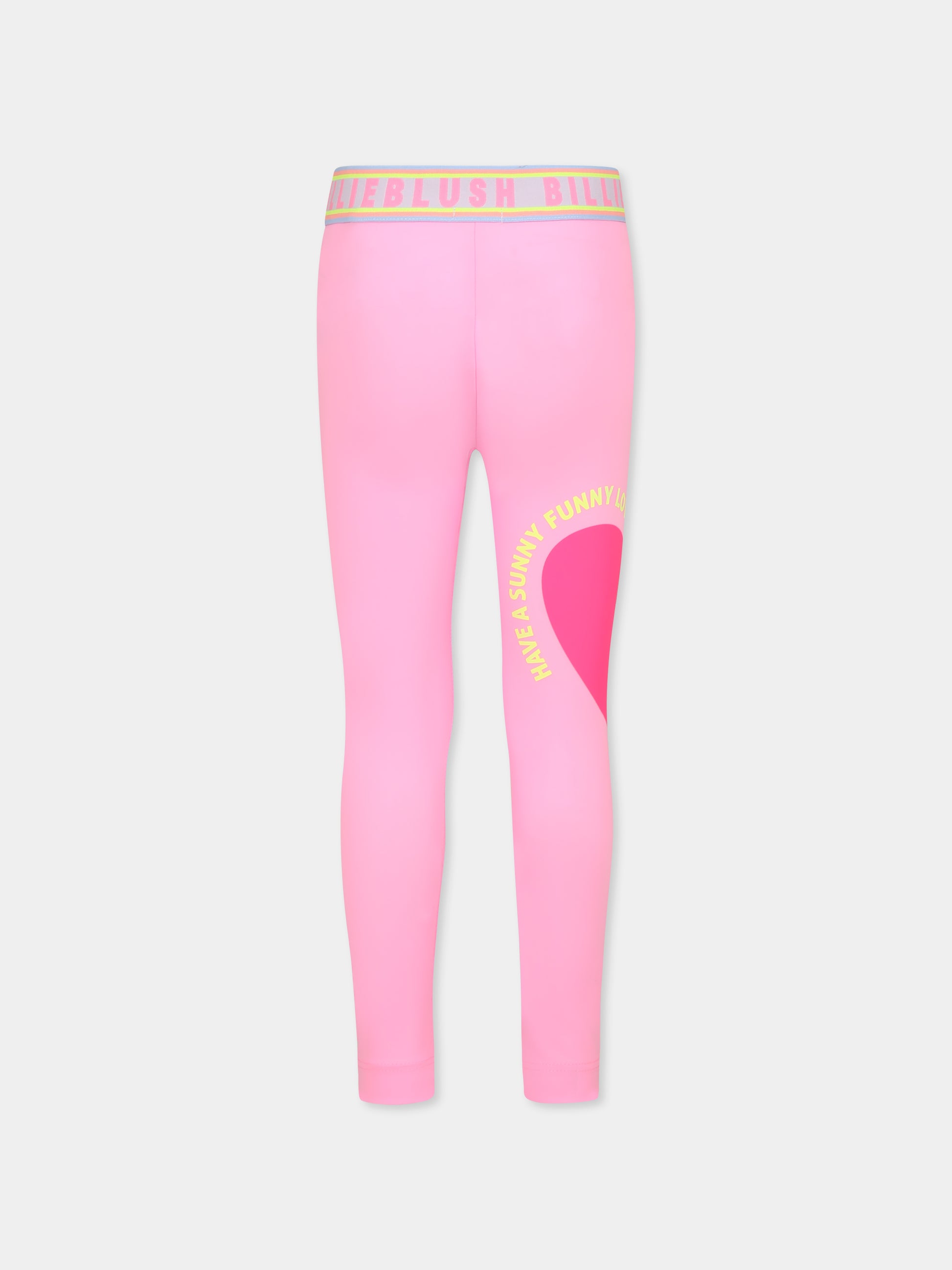 Leggings rosa per bambina con cuore,Billieblush,U20860 462