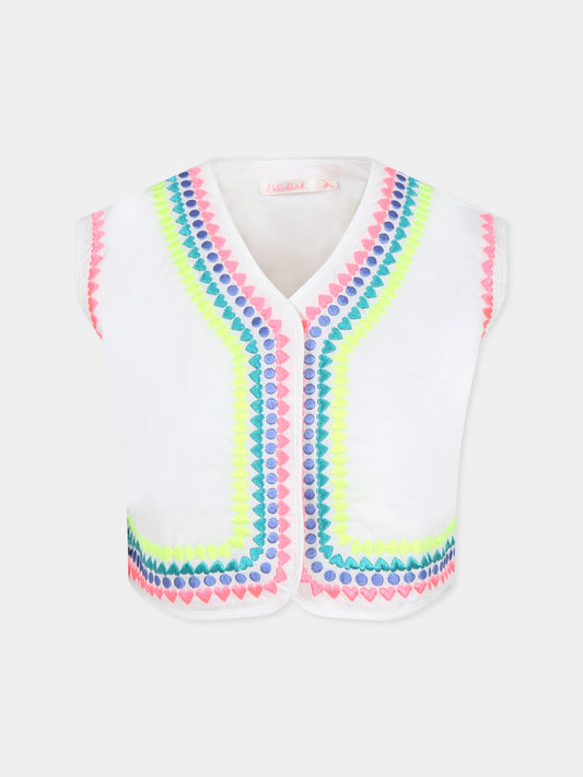 Gilet avorio per bambina con ricami,Billieblush,U20875 121