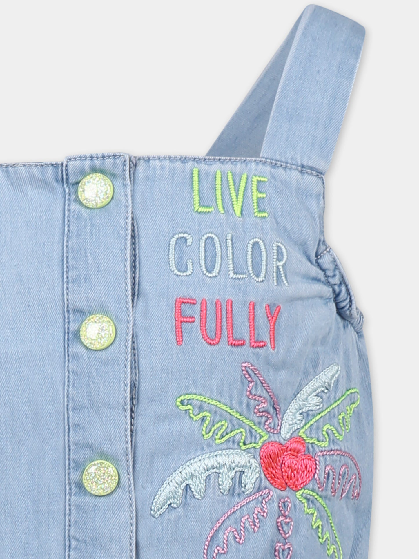 Jumpsuit denim per bambina con palma,Billieblush,U20847 Z04