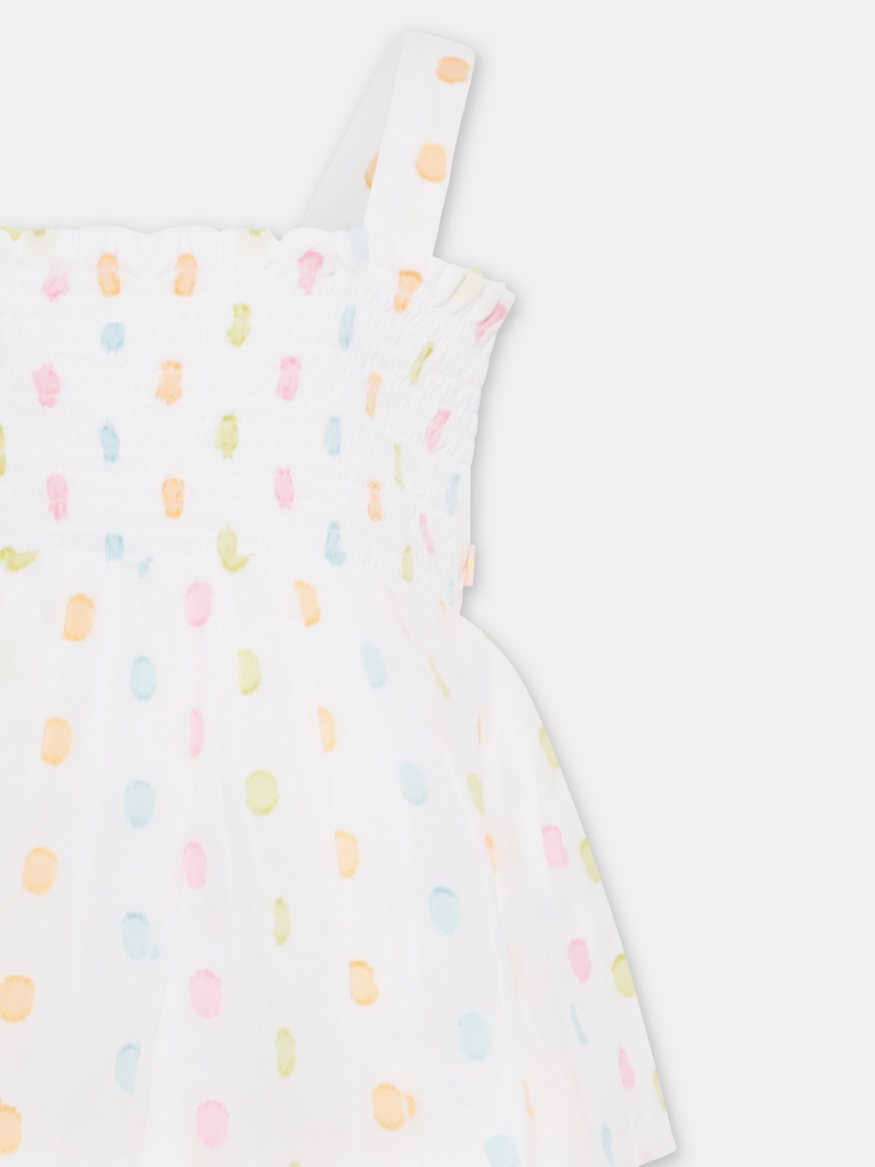 Vestito bianco per bambina con pois all over,Billieblush,U20961 10P