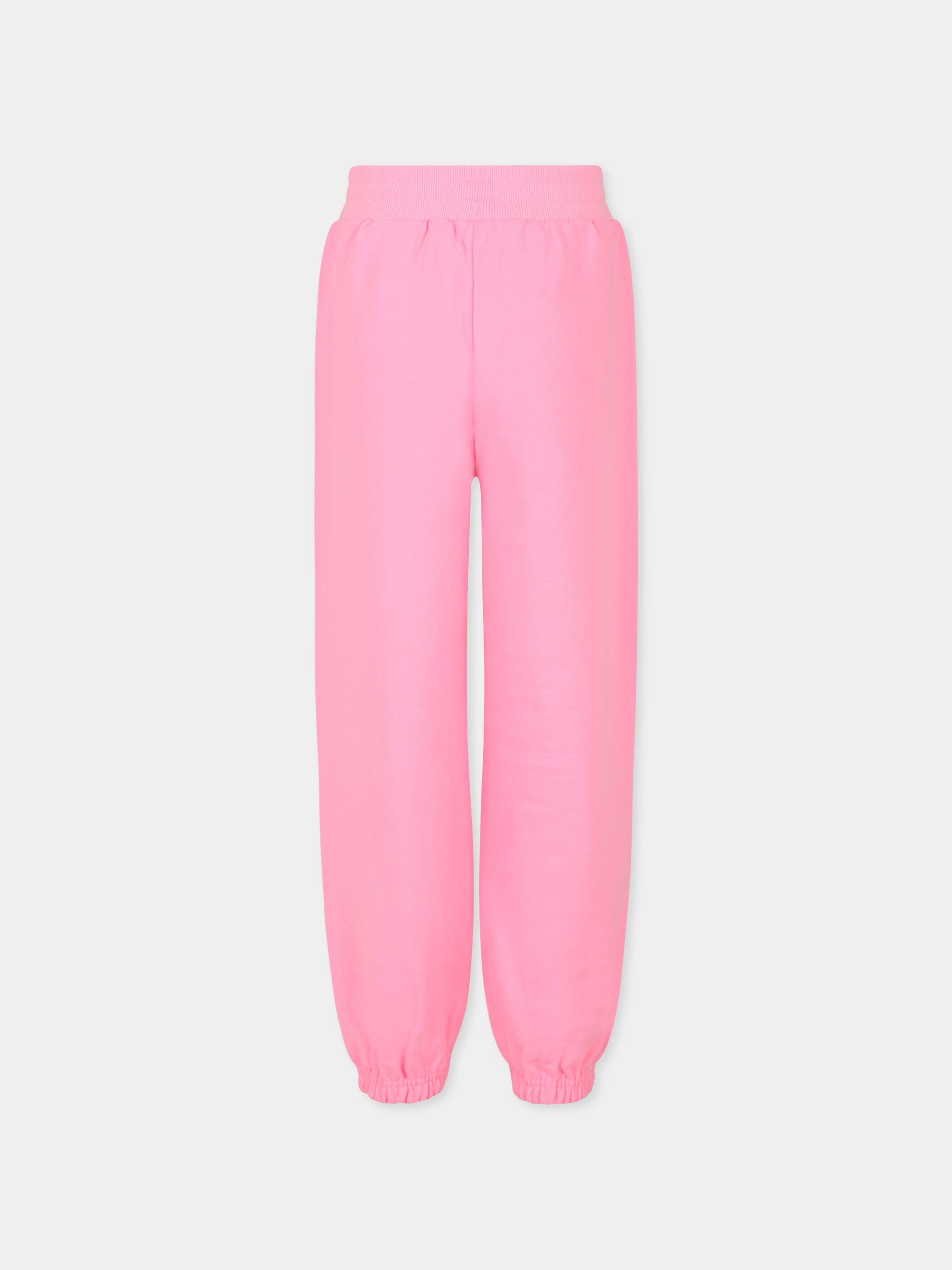 Pantaloni rosa per bambina con scritta e cuori,Billieblush,U20855 462