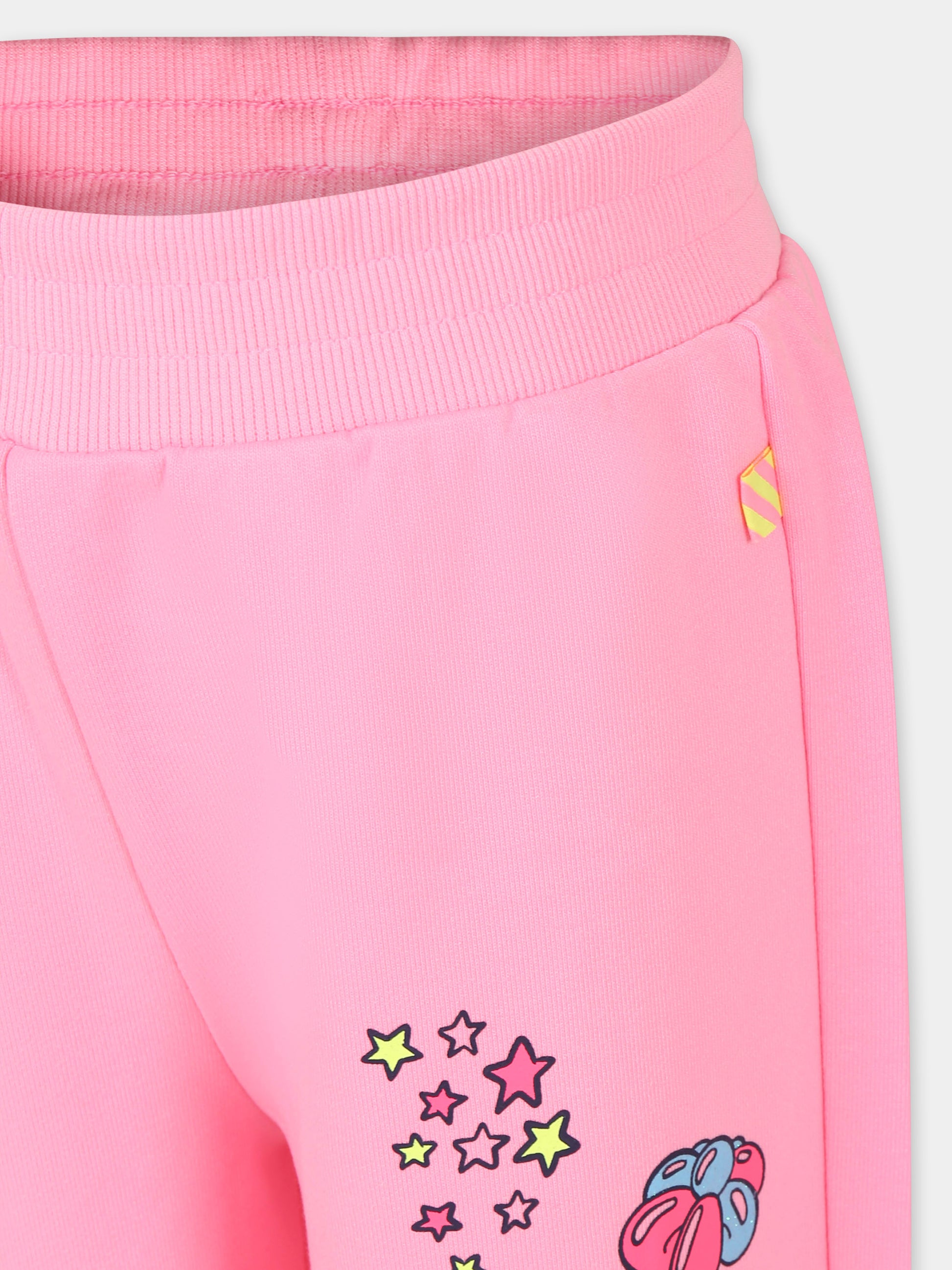 Pantaloni rosa per bambina con scritta e cuori,Billieblush,U20855 462