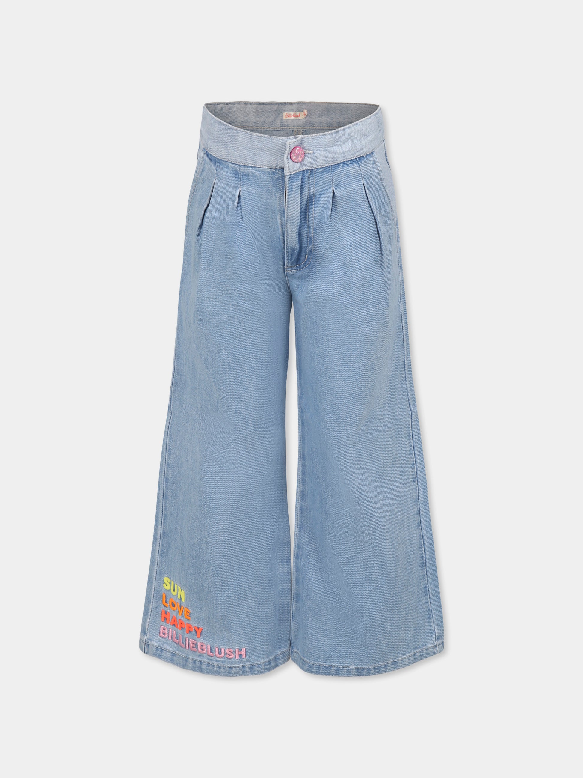 Jeans denim per bambina con scritte,Billieblush,U20848 Z18