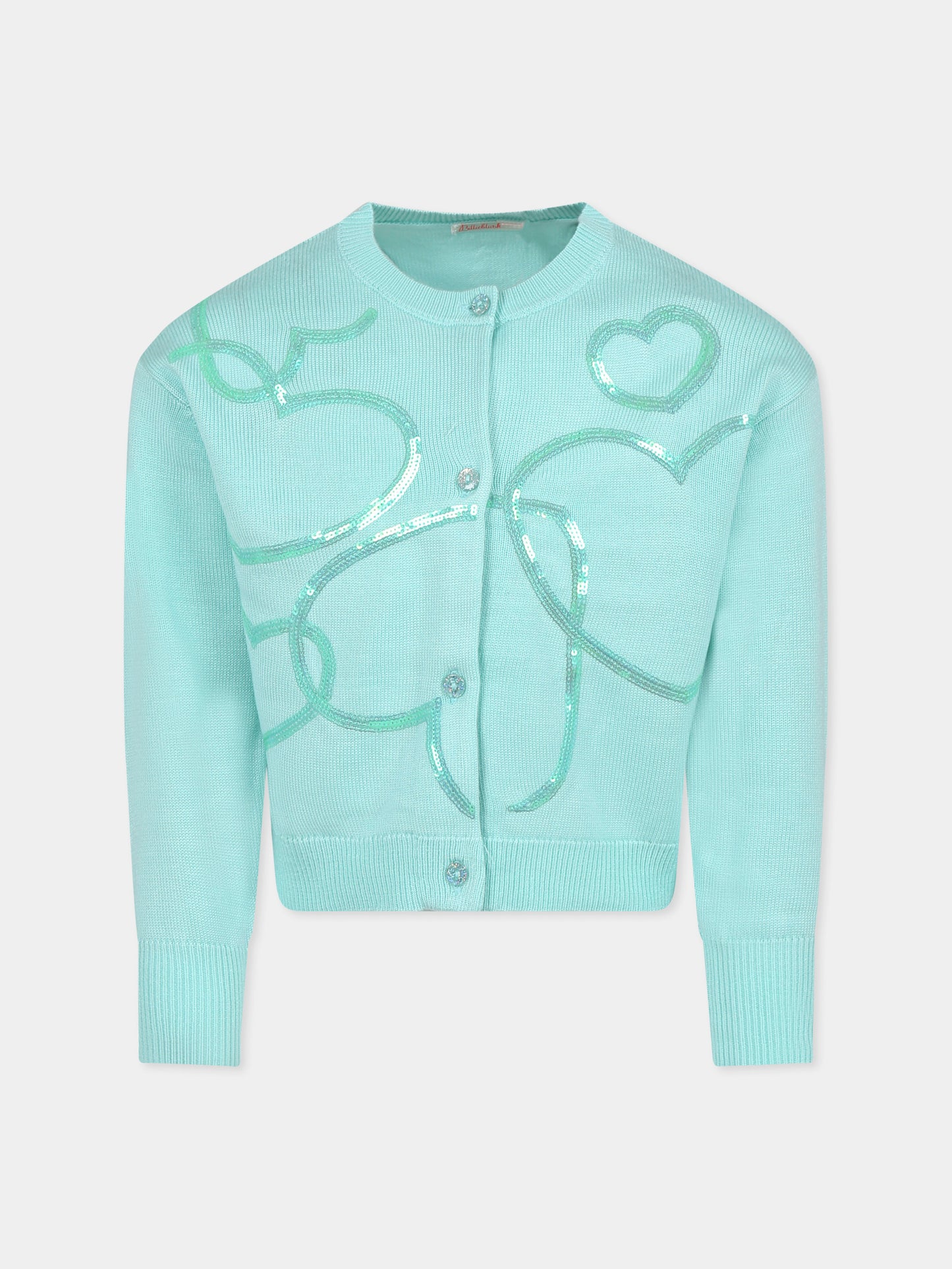 Cardigan verde per bambina con cuori,Billieblush,U20883 74A