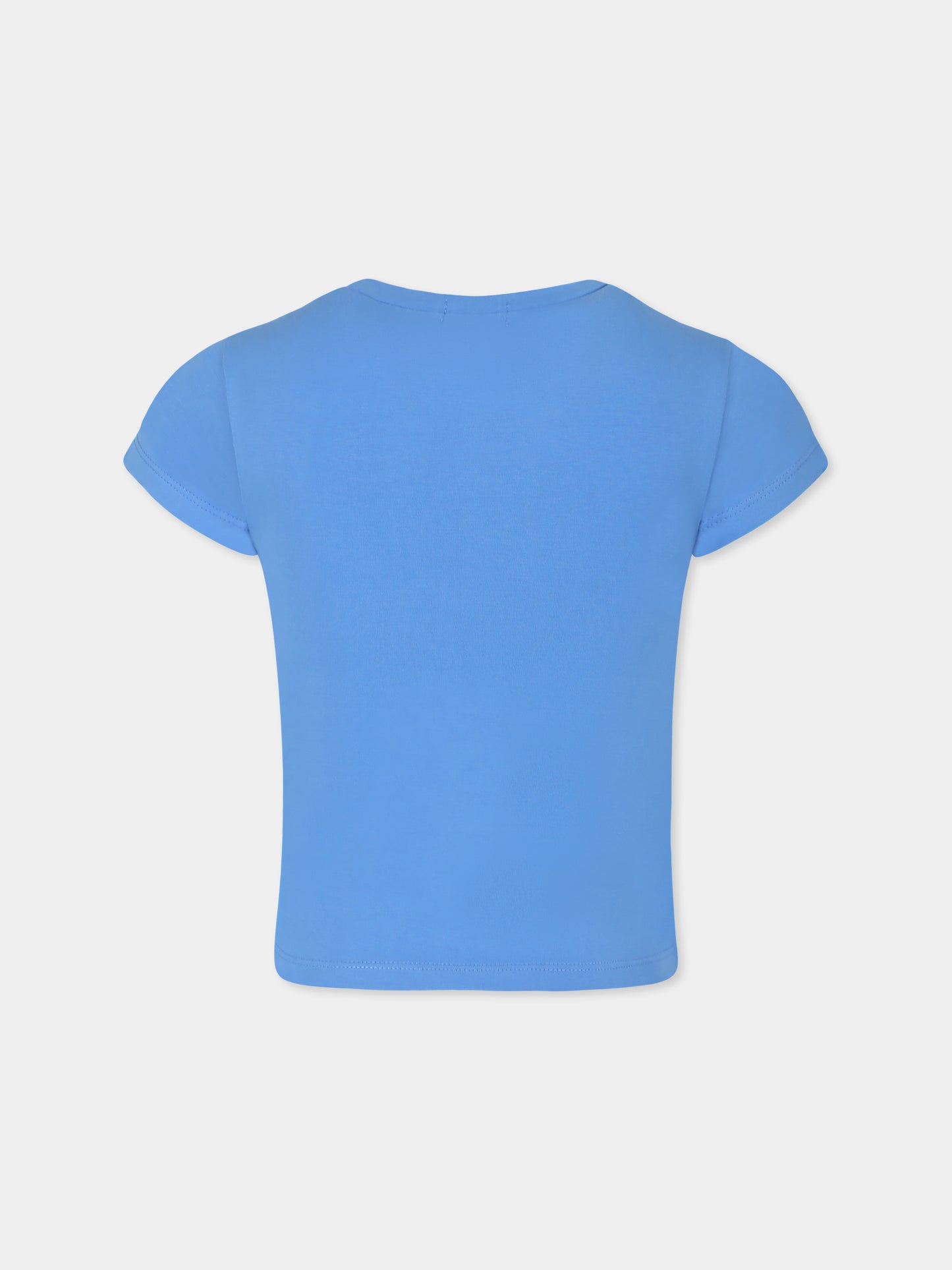 T-shirt blu per bambina con cuori e scritta,Billieblush,U20923 784