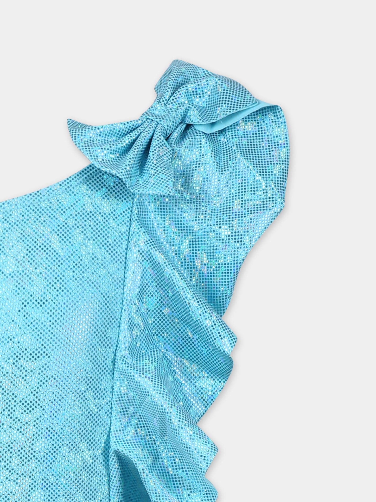 Light blue swimsuit for girl with bow