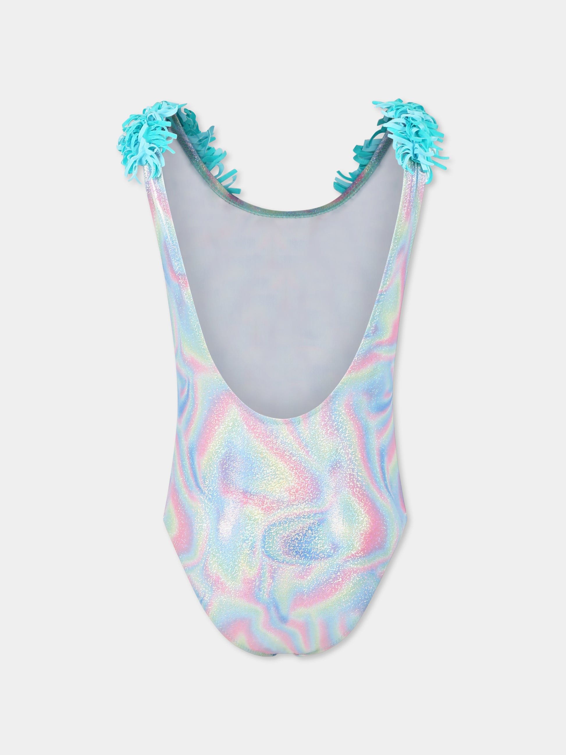 Costume intero multicolor per bambina con frange,Billieblush,U20917 74A