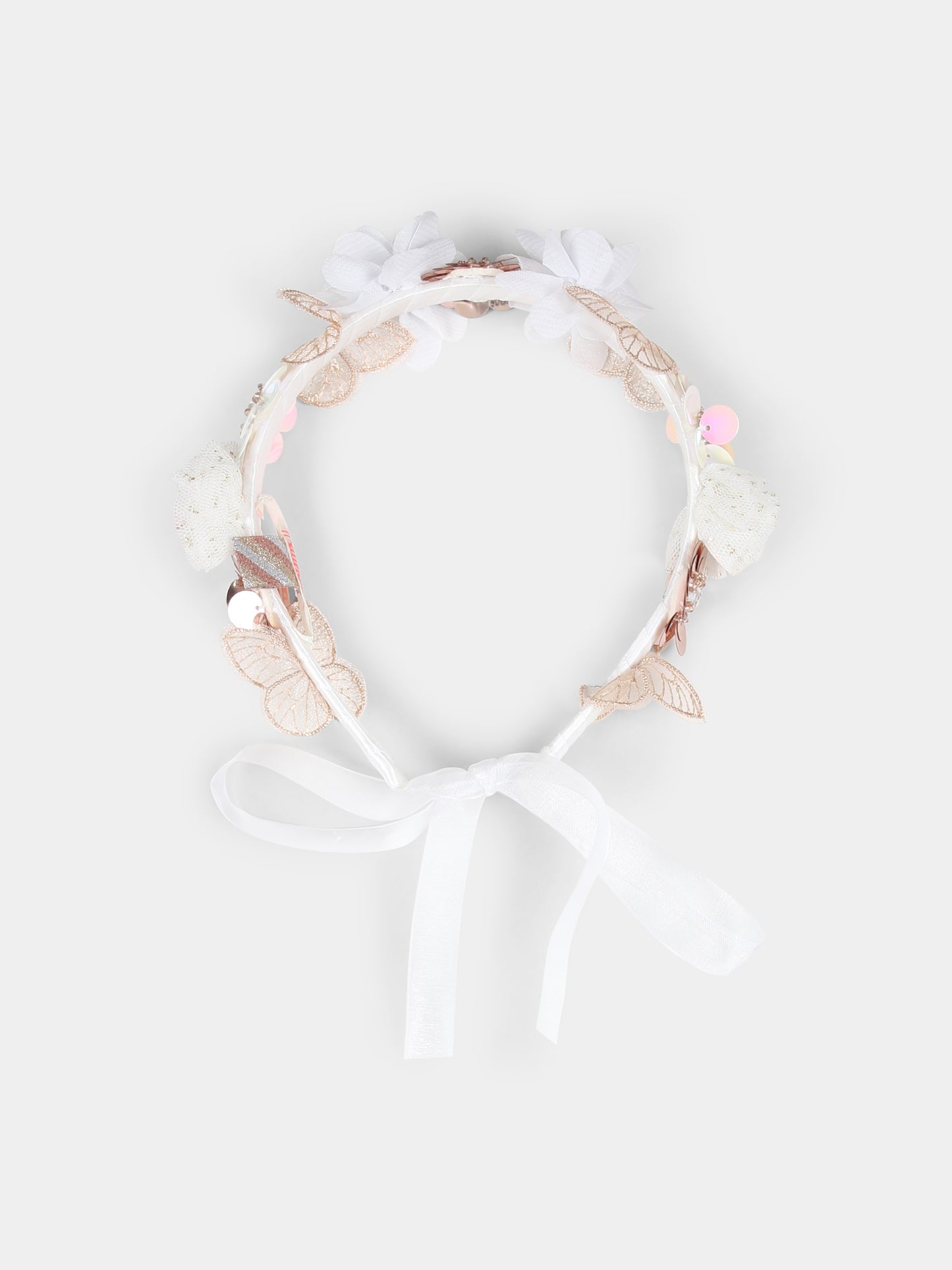 Ivory headband for girl with flowers