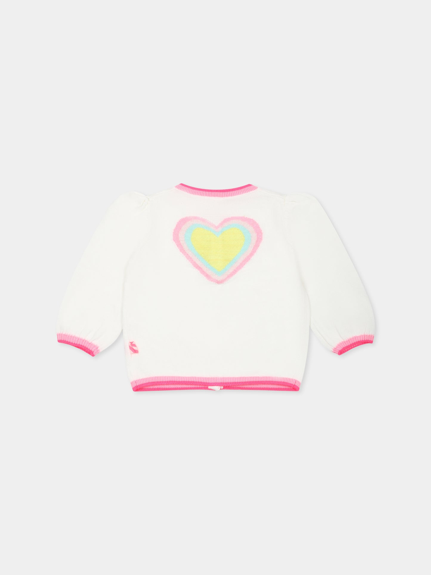 Cardigan avorio per neonata con cuore,Billieblush,U20827 121