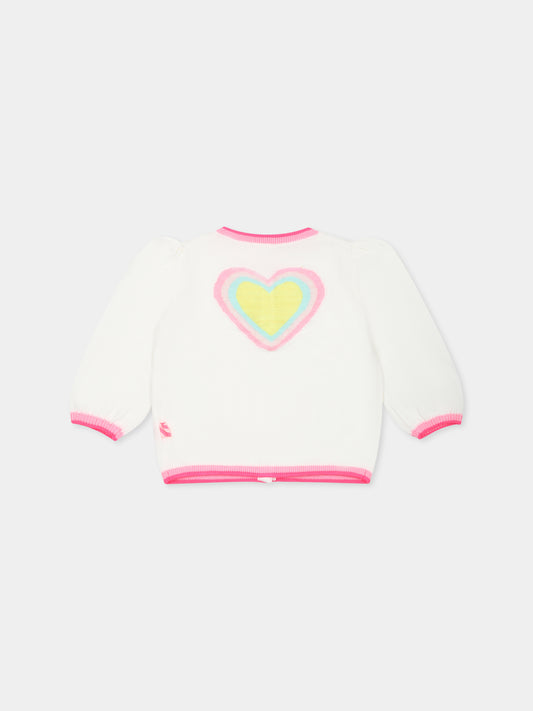 Cardigan avorio per neonata con cuore,Billieblush,U20827 121