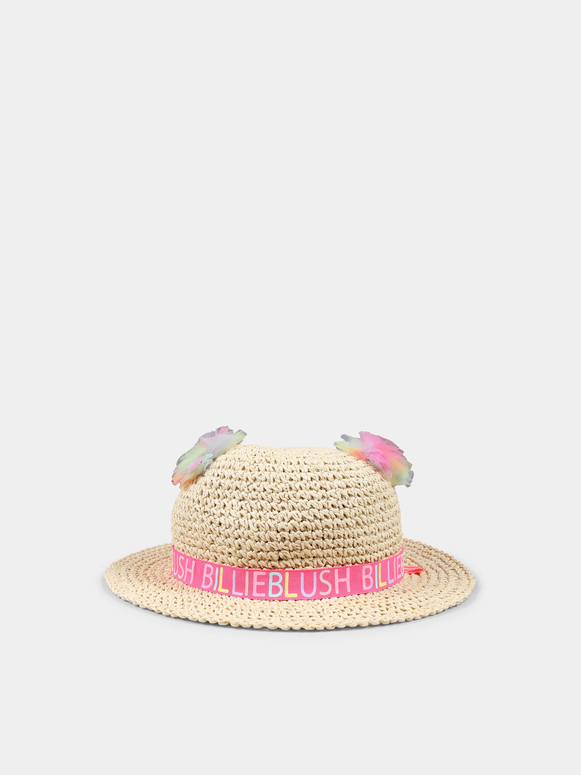 Cappello beige per neonata con pom pon,Billieblush,U20753 47A