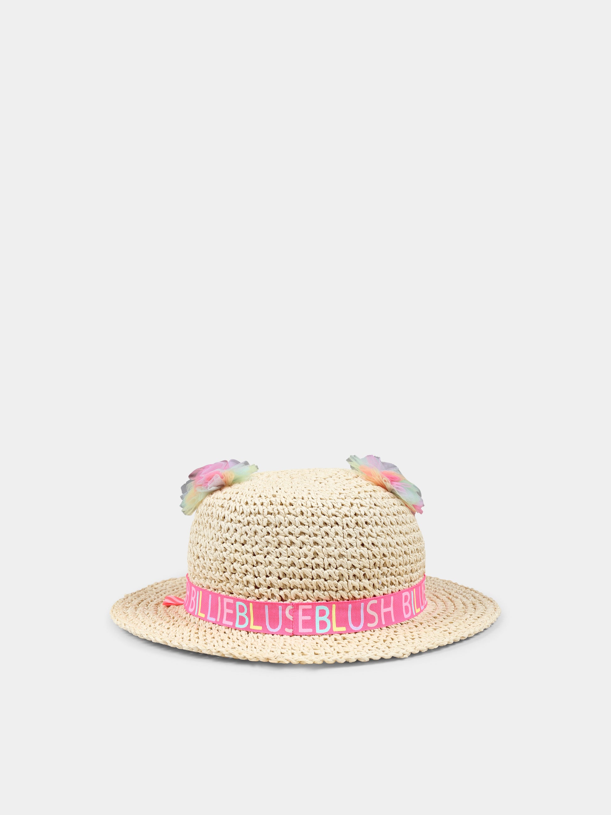 Cappello beige per neonata con pom pon,Billieblush,U20753 47A