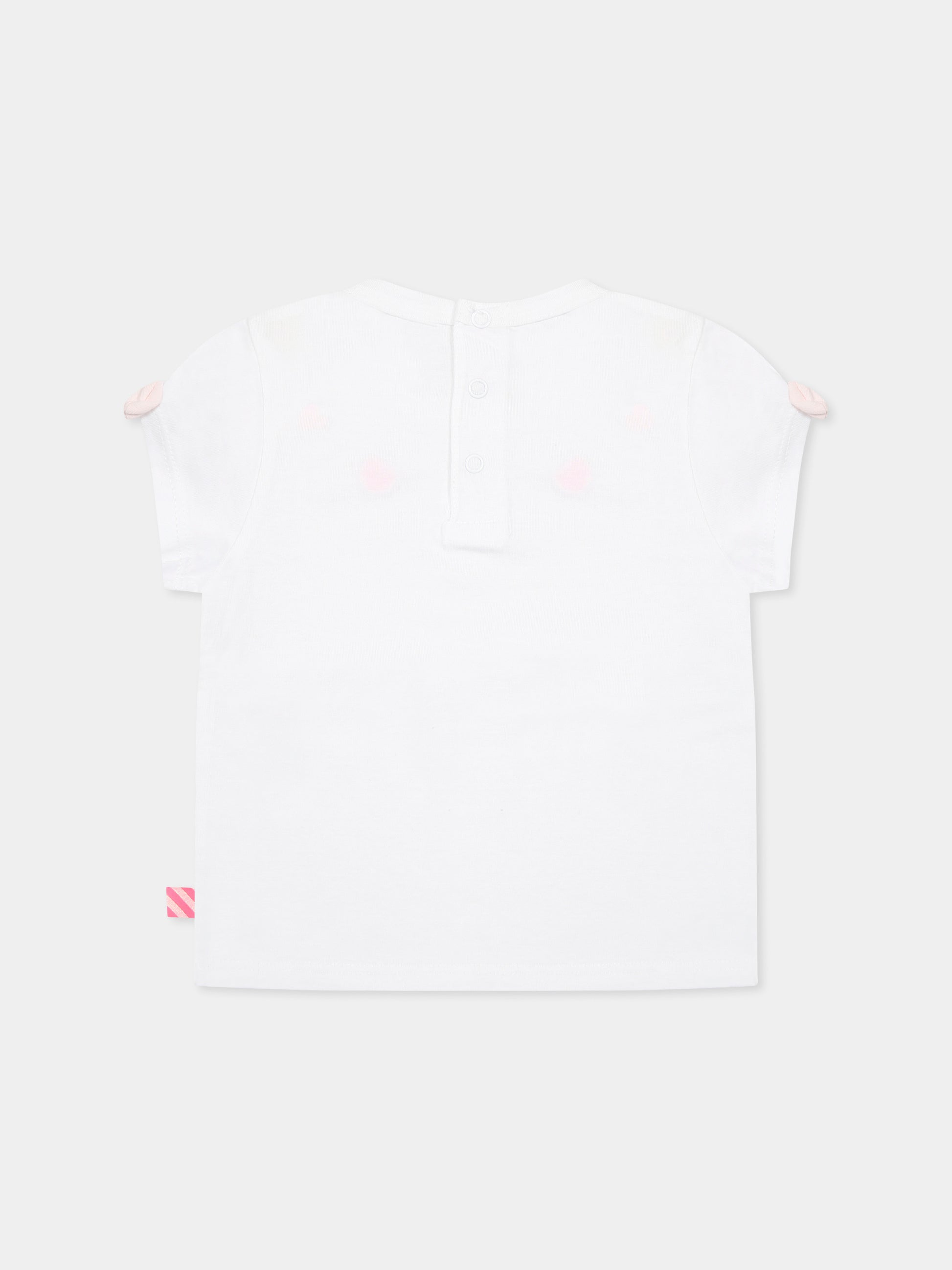 T-shirt bianca per neonata con cuori e fiori,Billieblush,U21105 10P