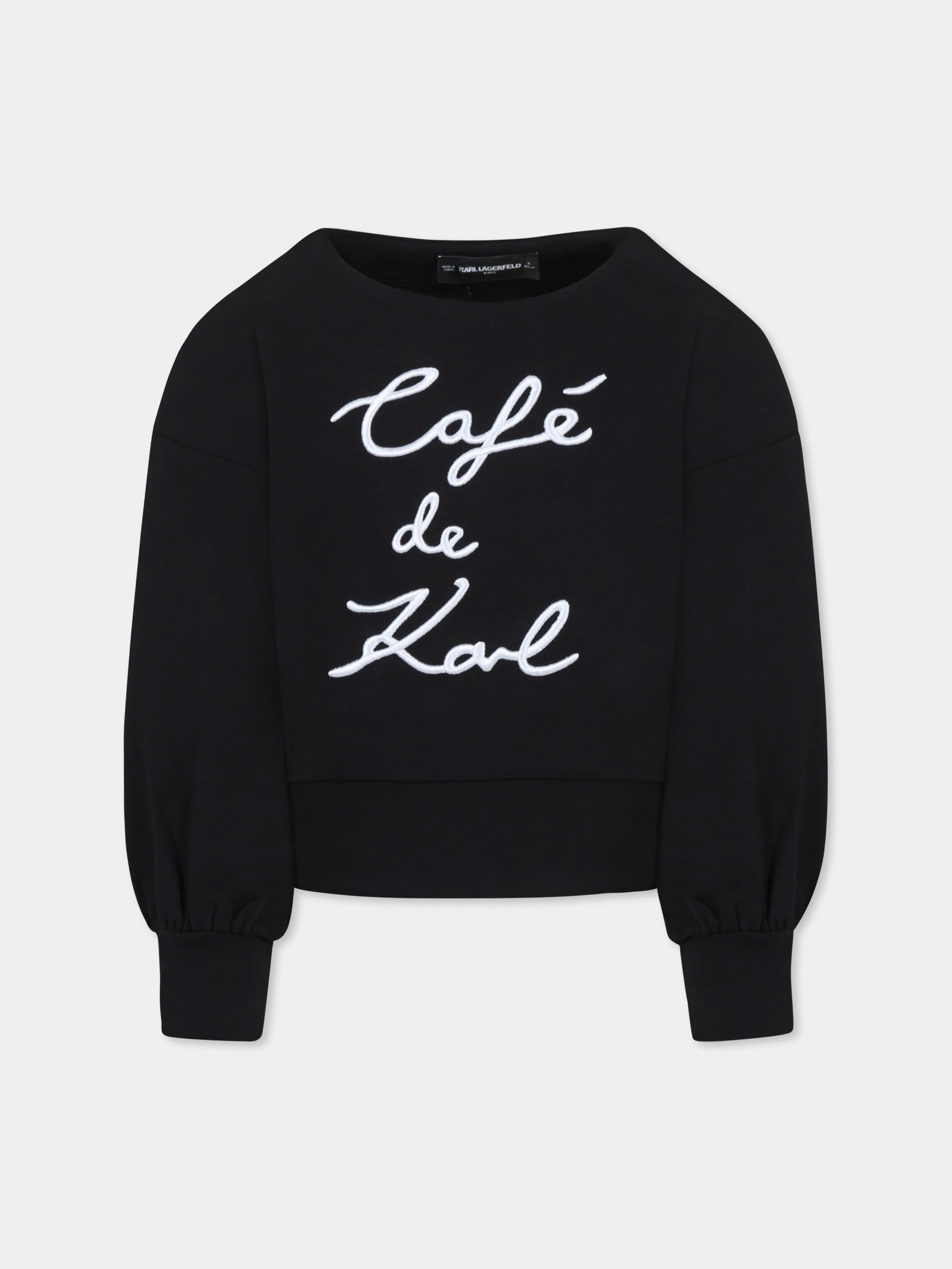 Felpa nera per bambina con logo,Karl Lagerfeld Kids,Z30473 09B