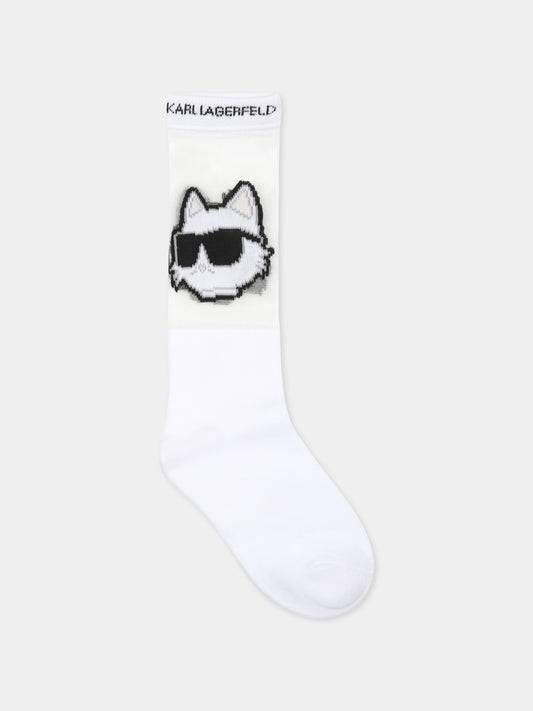 Calzini bianchi per bambina con Choupette,Karl Lagerfeld Kids,Z30545 10P