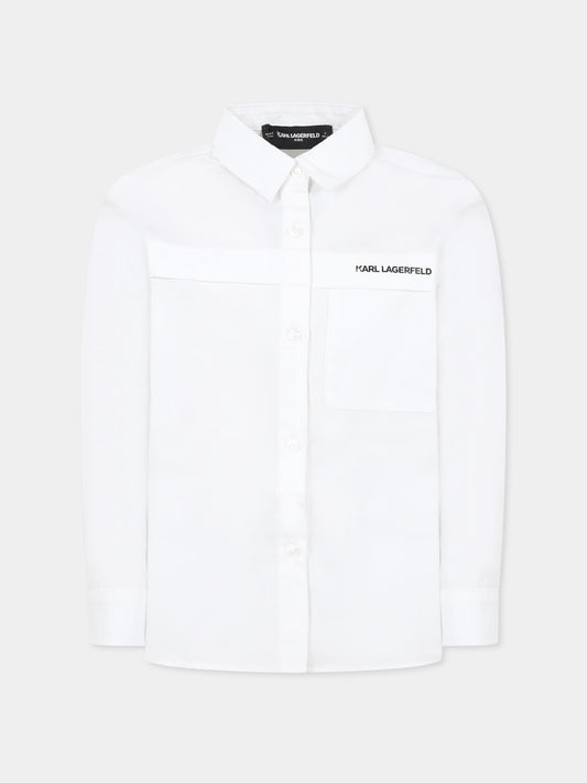 Camicia bianca per bambino con logo,Karl Lagerfeld Kids,Z30421 10P